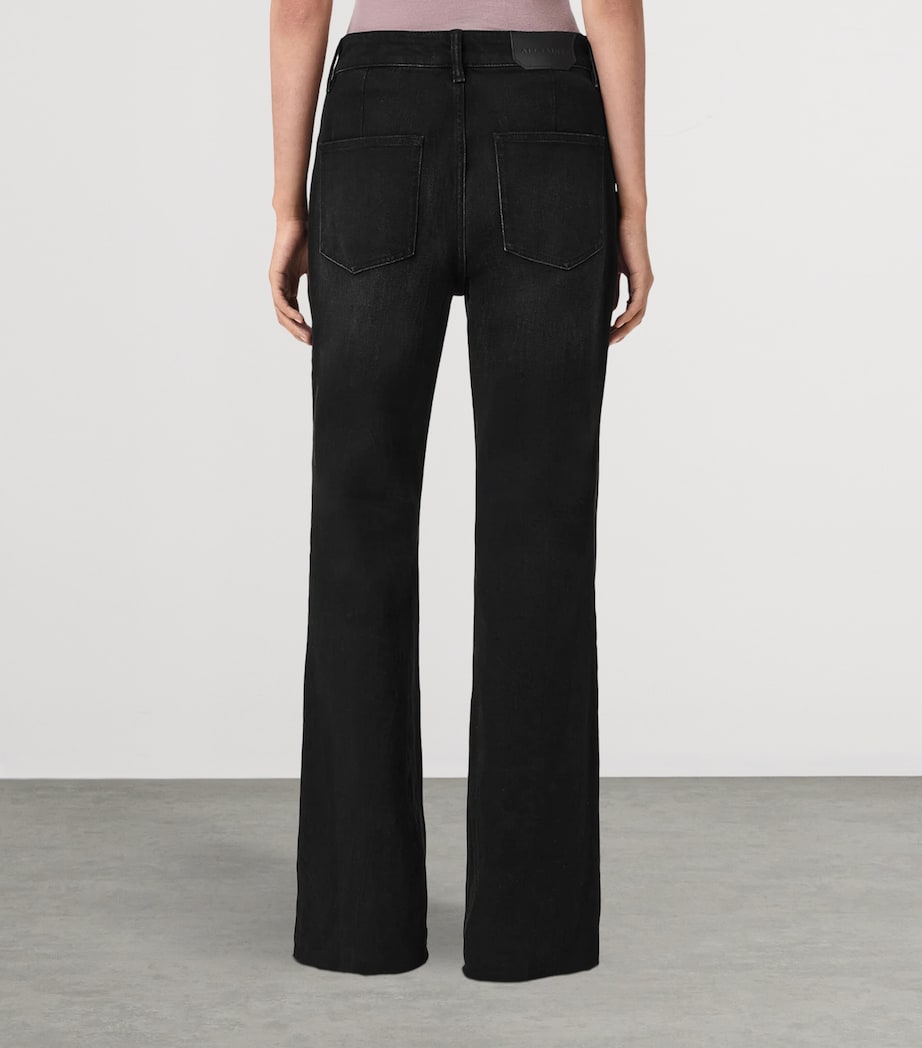 AllSaints Womens Ember Flared Jeans Washed Black Image 4