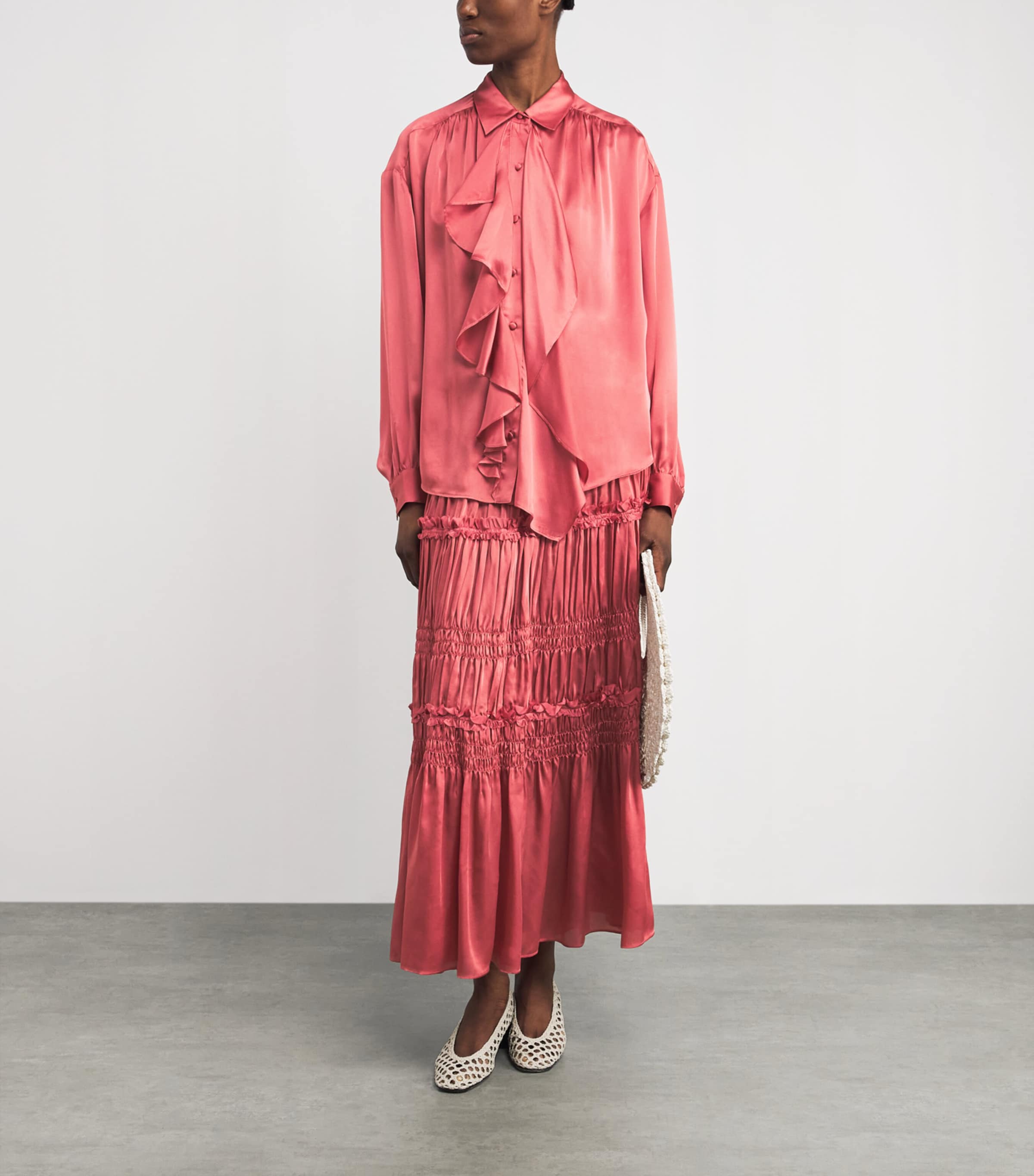 Ulla Johnson Womens Silk Ruffled Virginie Maxi Skirt Rosewood Image 2