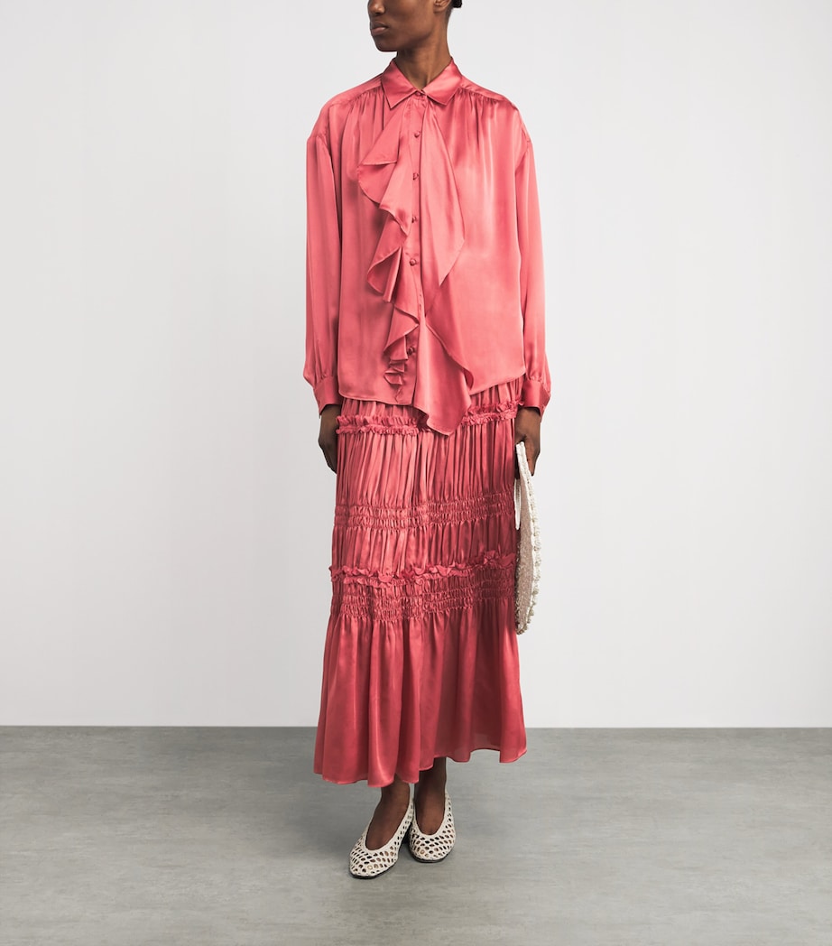 Ulla Johnson Womens Silk Ruffled Virginie Maxi Skirt Rosewood Image 2
