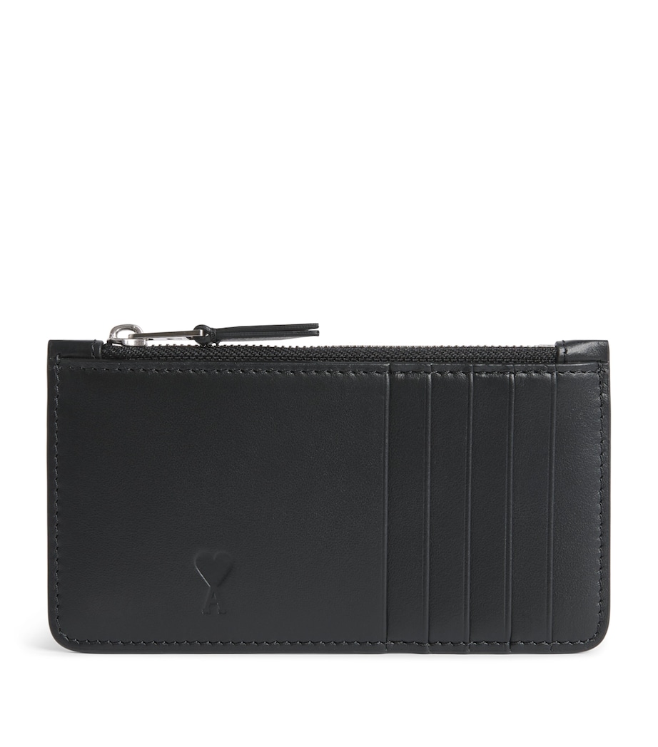 AMI Paris Leather Zipped Card Holder Noir Image 1