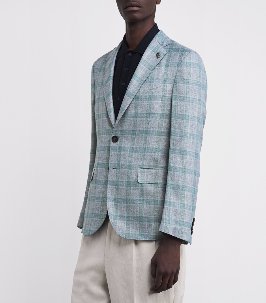 Bamboo Viscose Check Blazer 60VERDE CHIARO Image 3