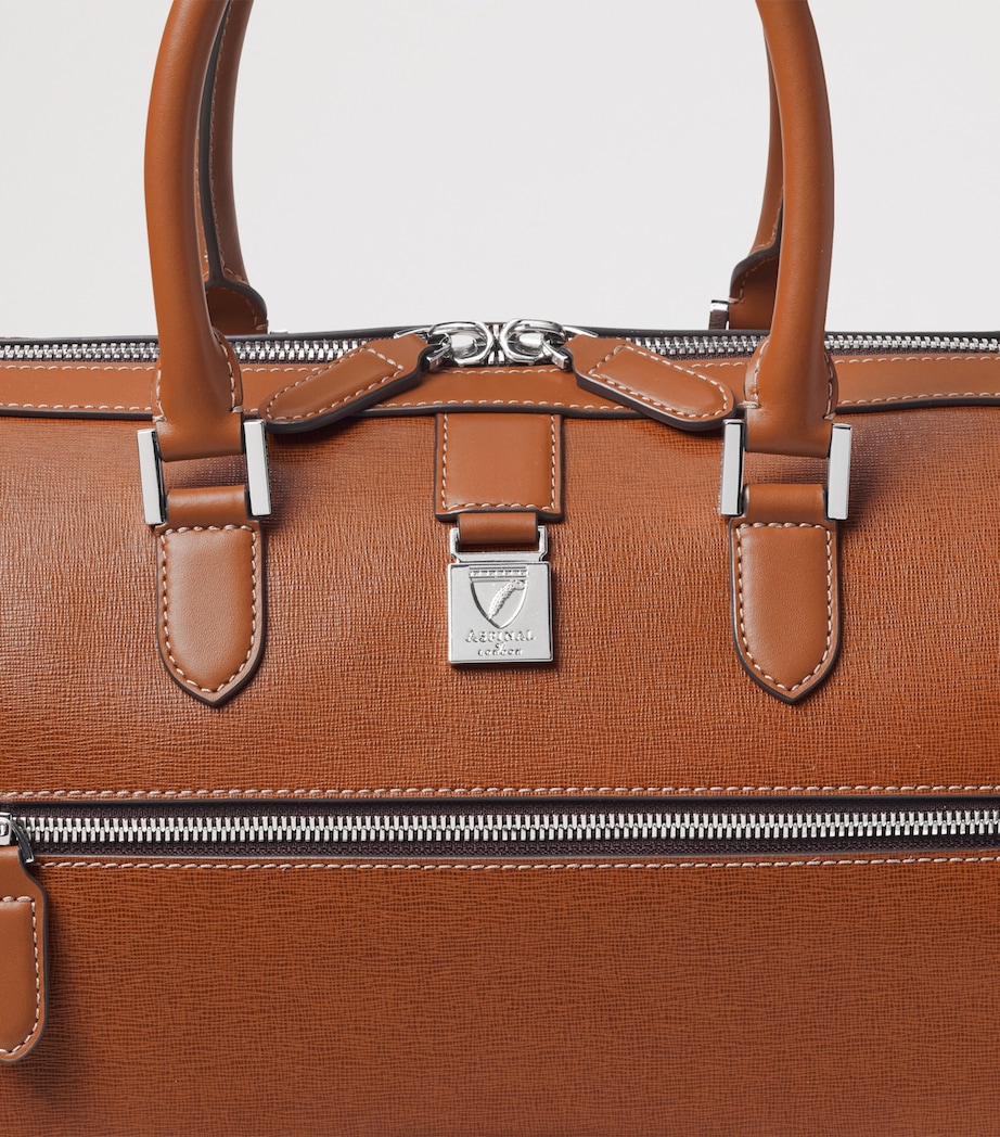 Leather Connaught Flight Holdall Bag TAN Image 7