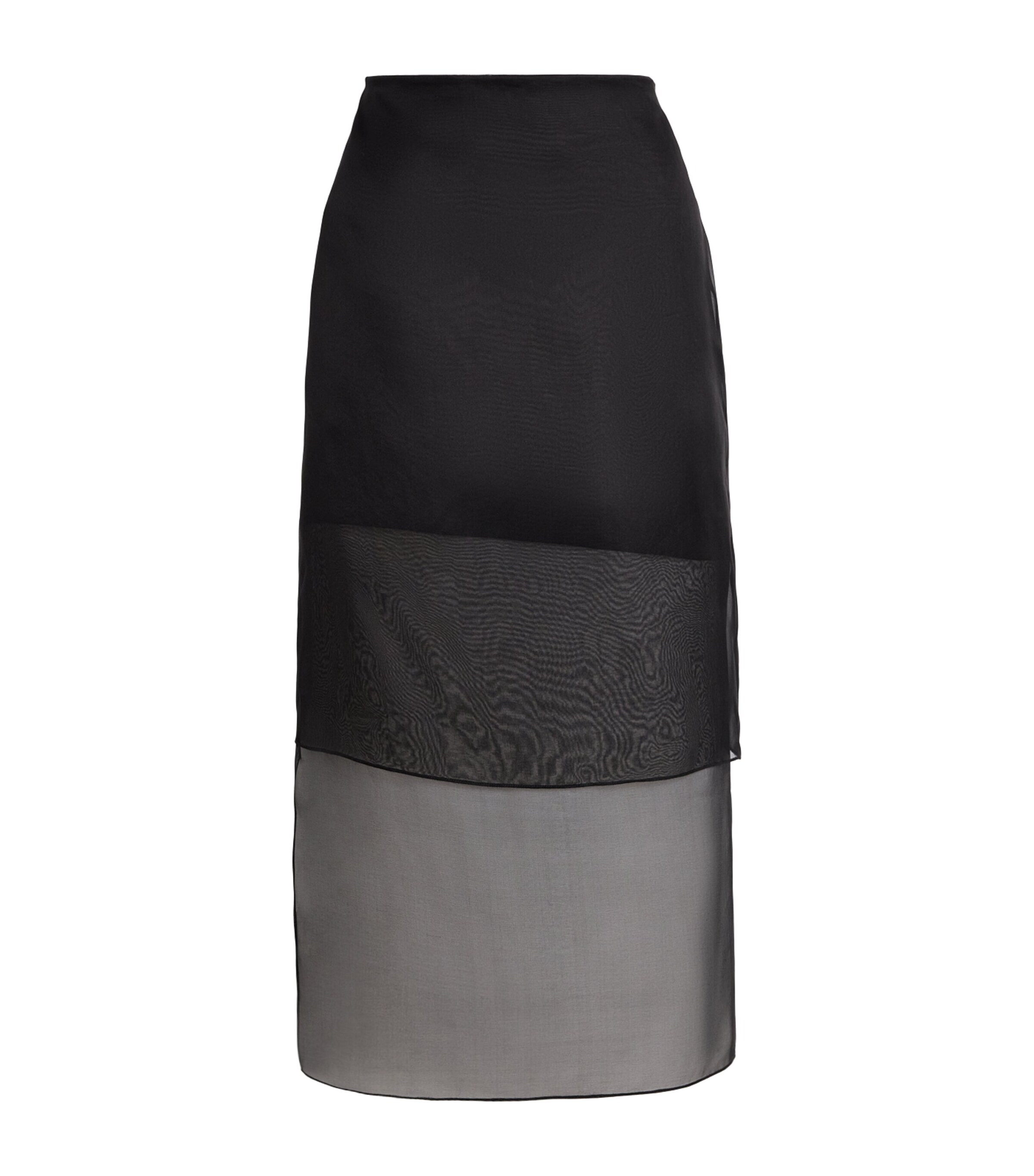 Brandon Maxwell Womens Silk Semi-Sheer Brett Midi Skirt Black Image 1