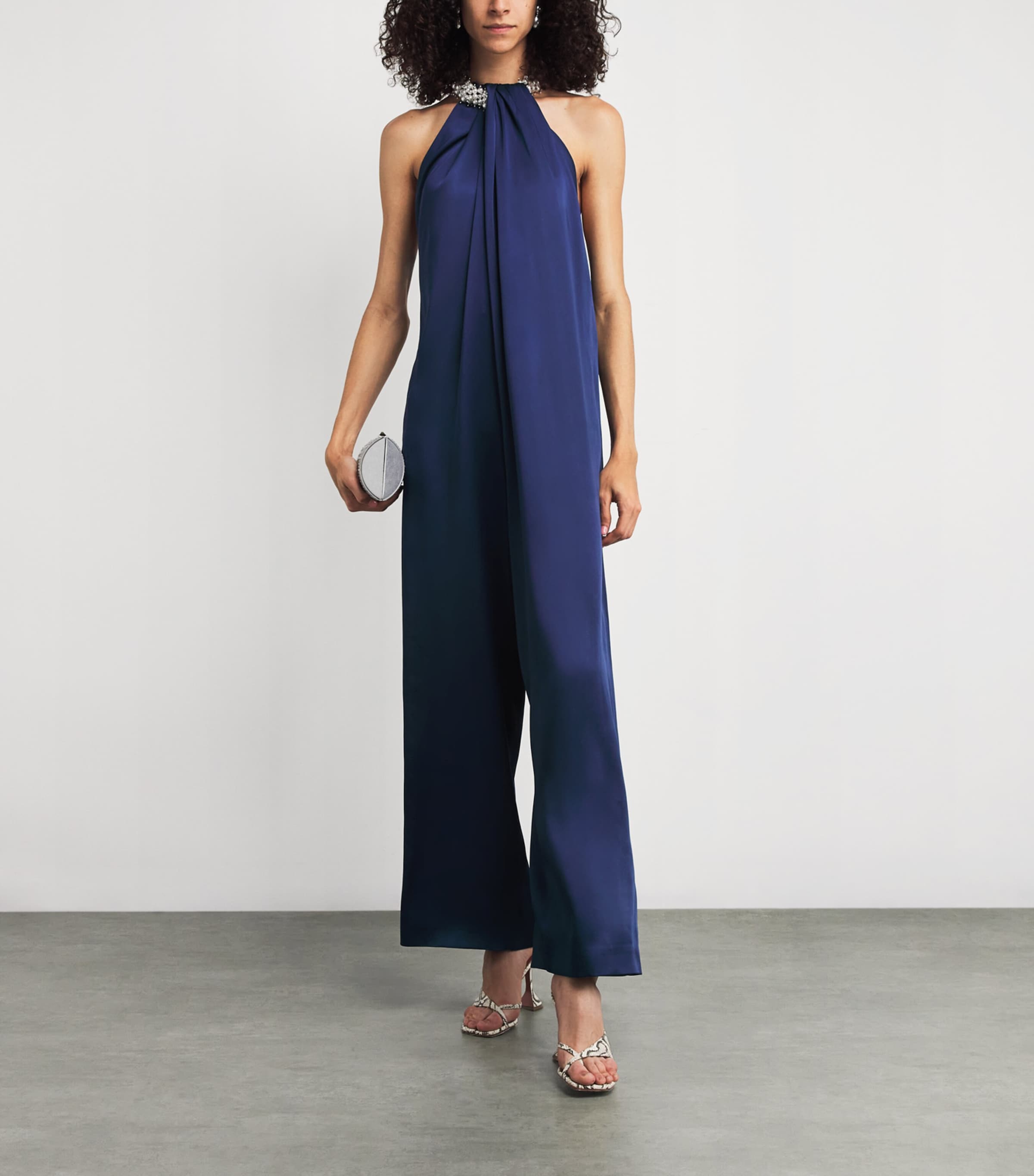 Satin Halterneck Jumpsuit 4000 NAVY Image 2