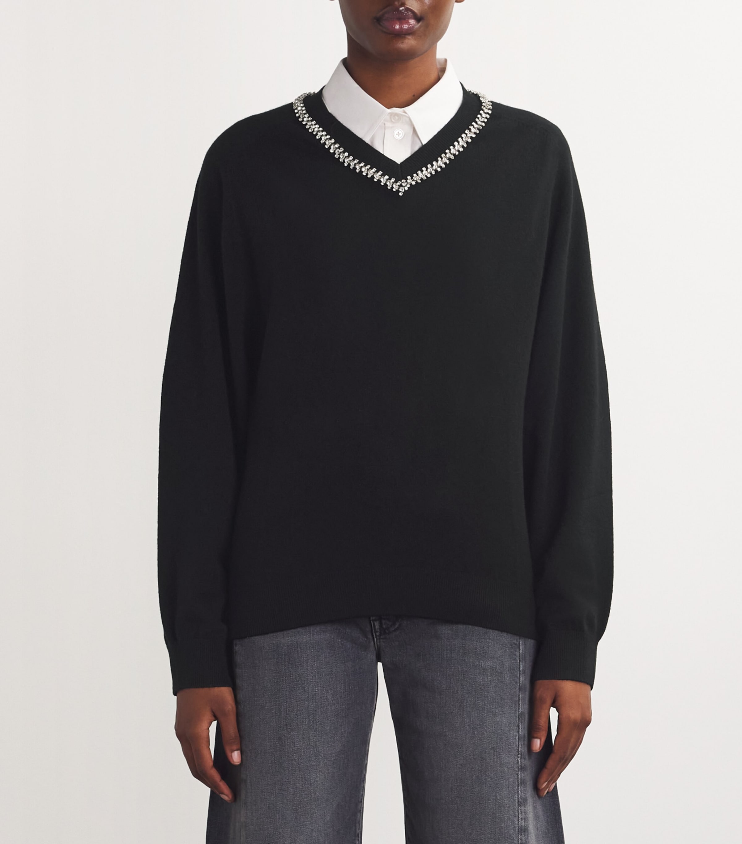 Maje Wool Cashmere Embellished Sweater Harrods UK