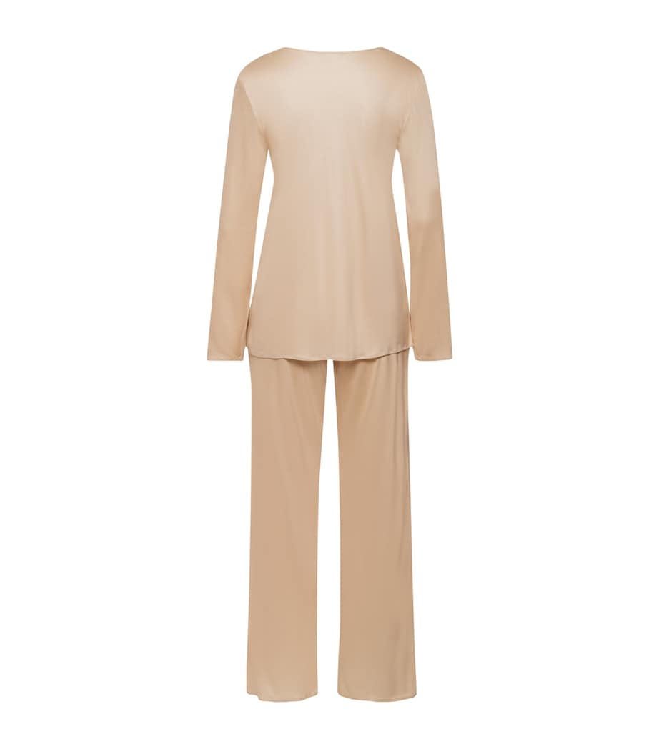 Lace-Trim Long-Sleeve Pyjamas COFFEE QUARTZ Image 2