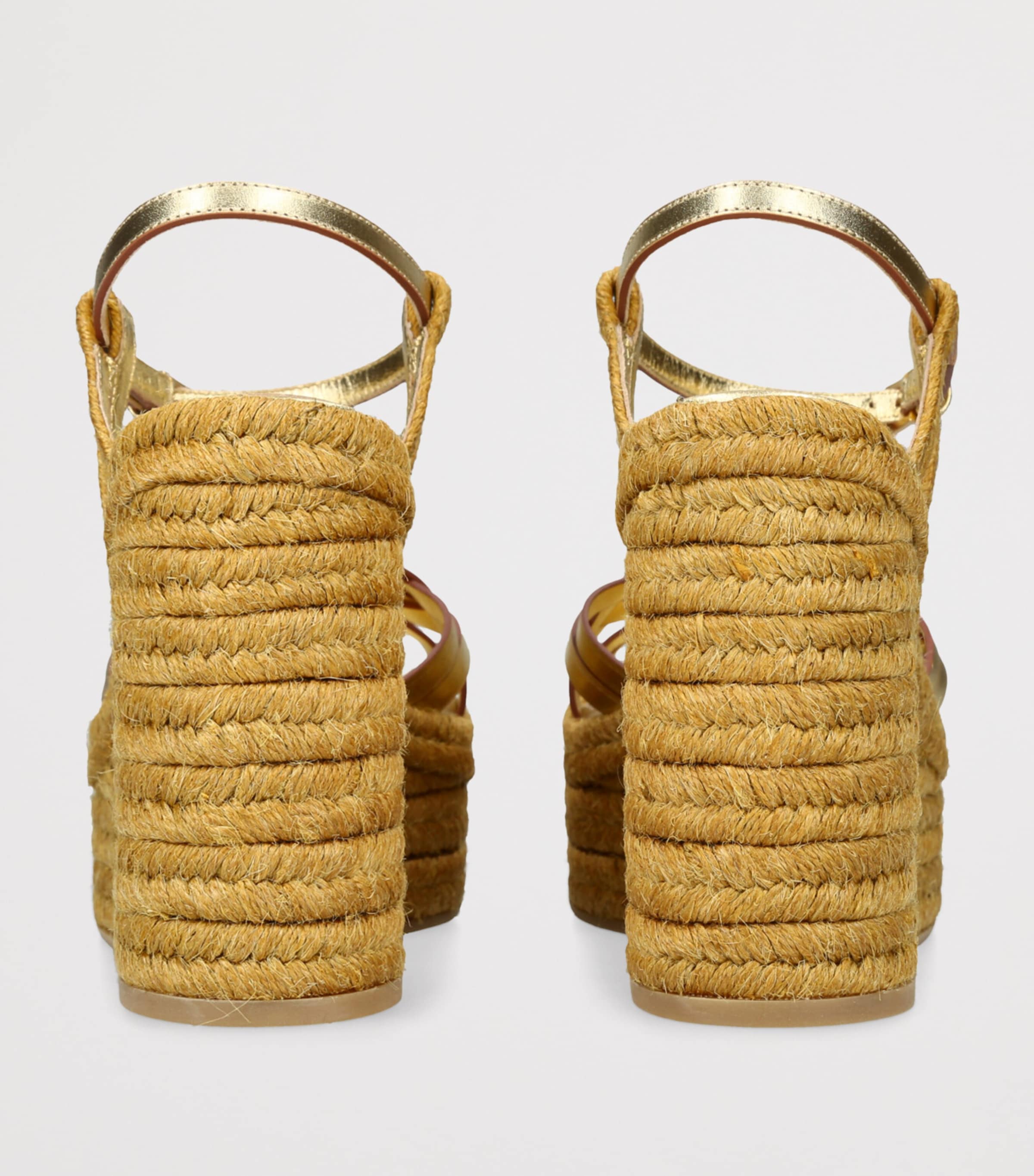 Valentino Garavani Leather Bribri Wedge Sandals Gold Comb Image 2