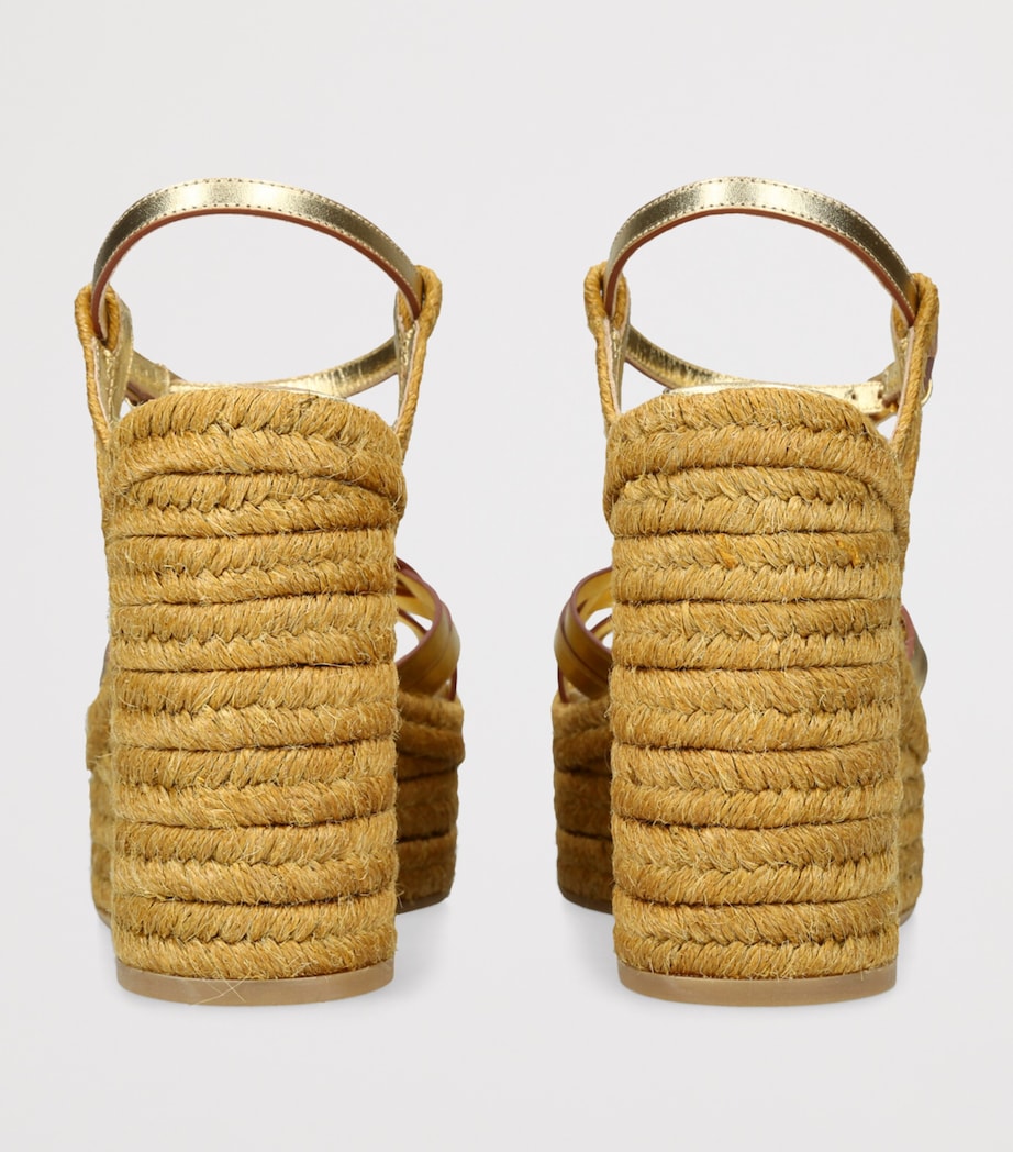 Valentino Garavani Leather Bribri Wedge Sandals Gold Comb Image 2