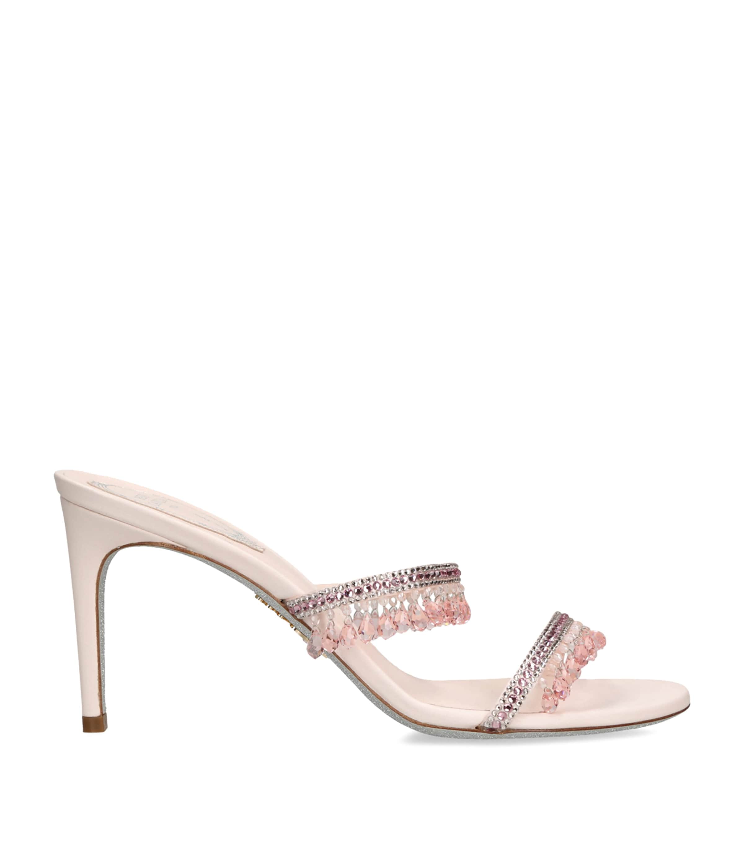 René Caovilla Chandelier 80 Crystal-embellished Mules In Pink