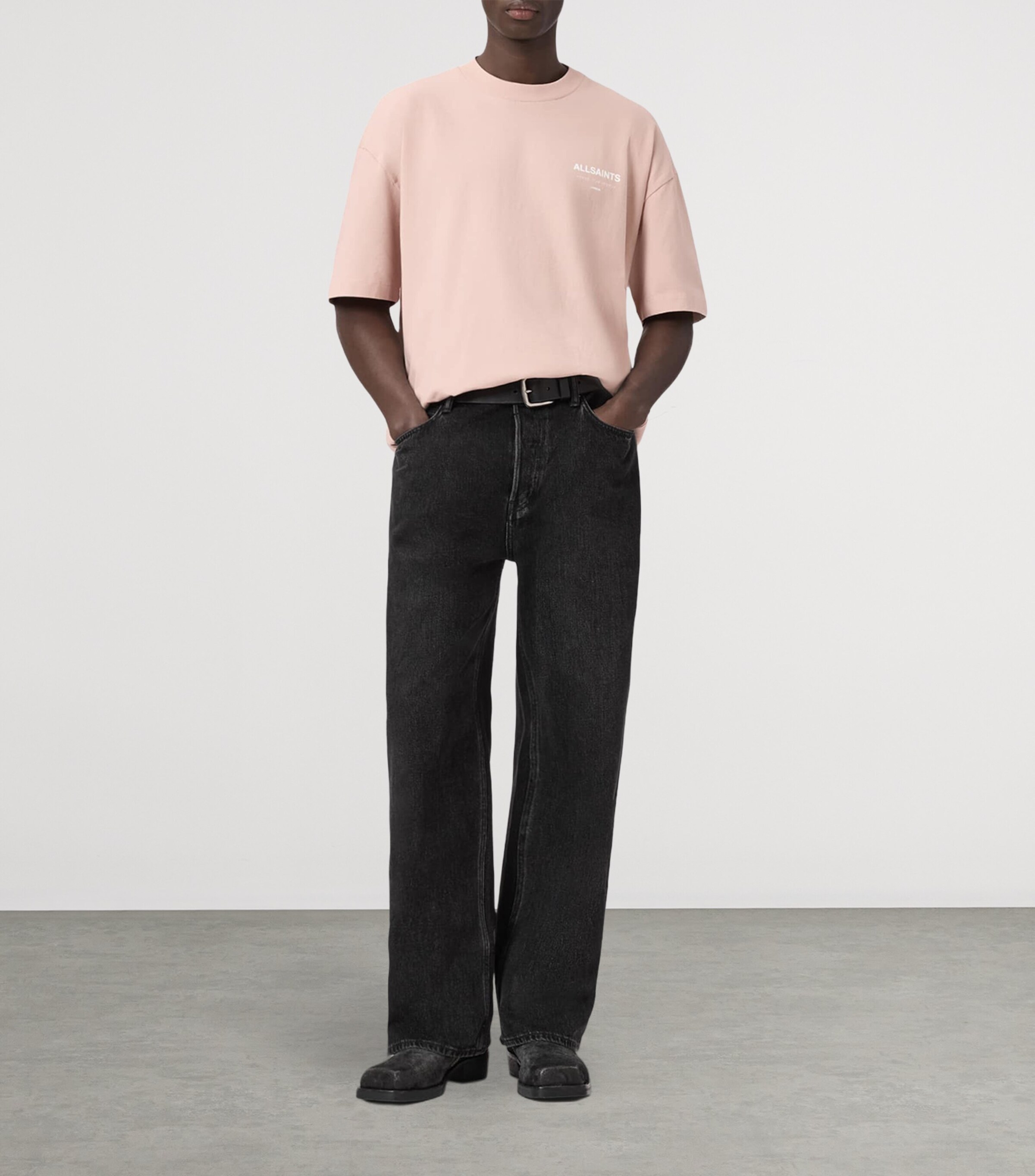 AllSaints Mens Organic Cotton Underground T-Shirt Sunbaked Pink Image 2