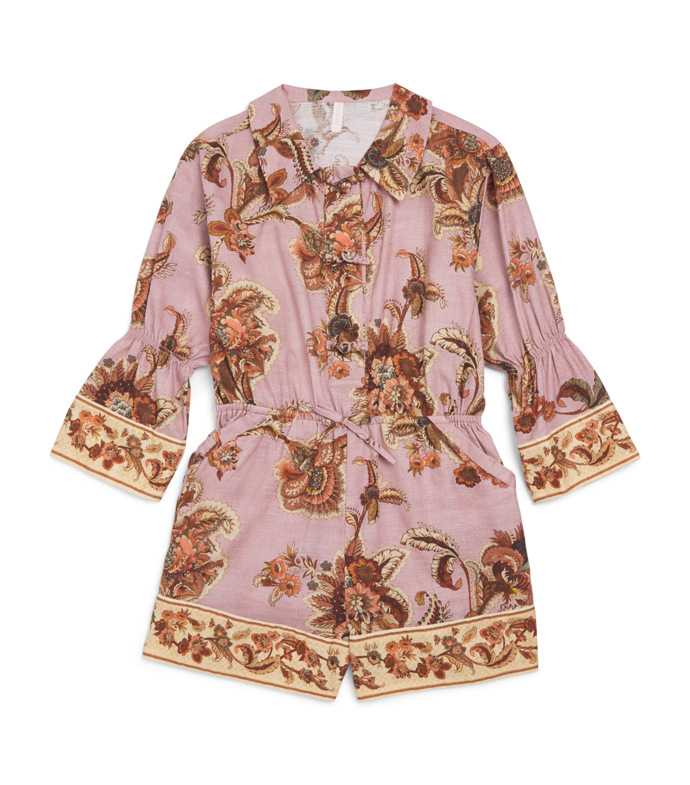 Zimmermann Kids Floral Playsuit (2-12 Years) Mauve Jacobean Image 1
