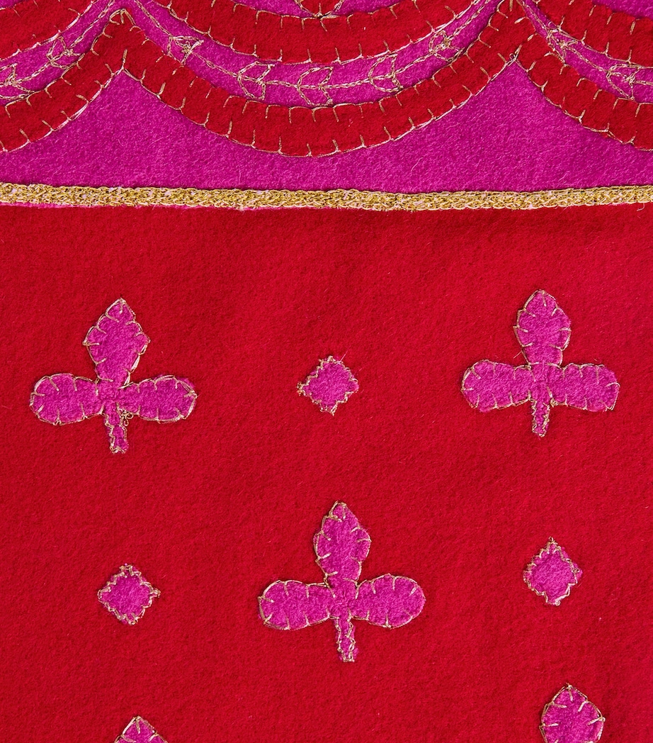 Tudor Motif Christmas Stocking RED / HOT PINK Image 2