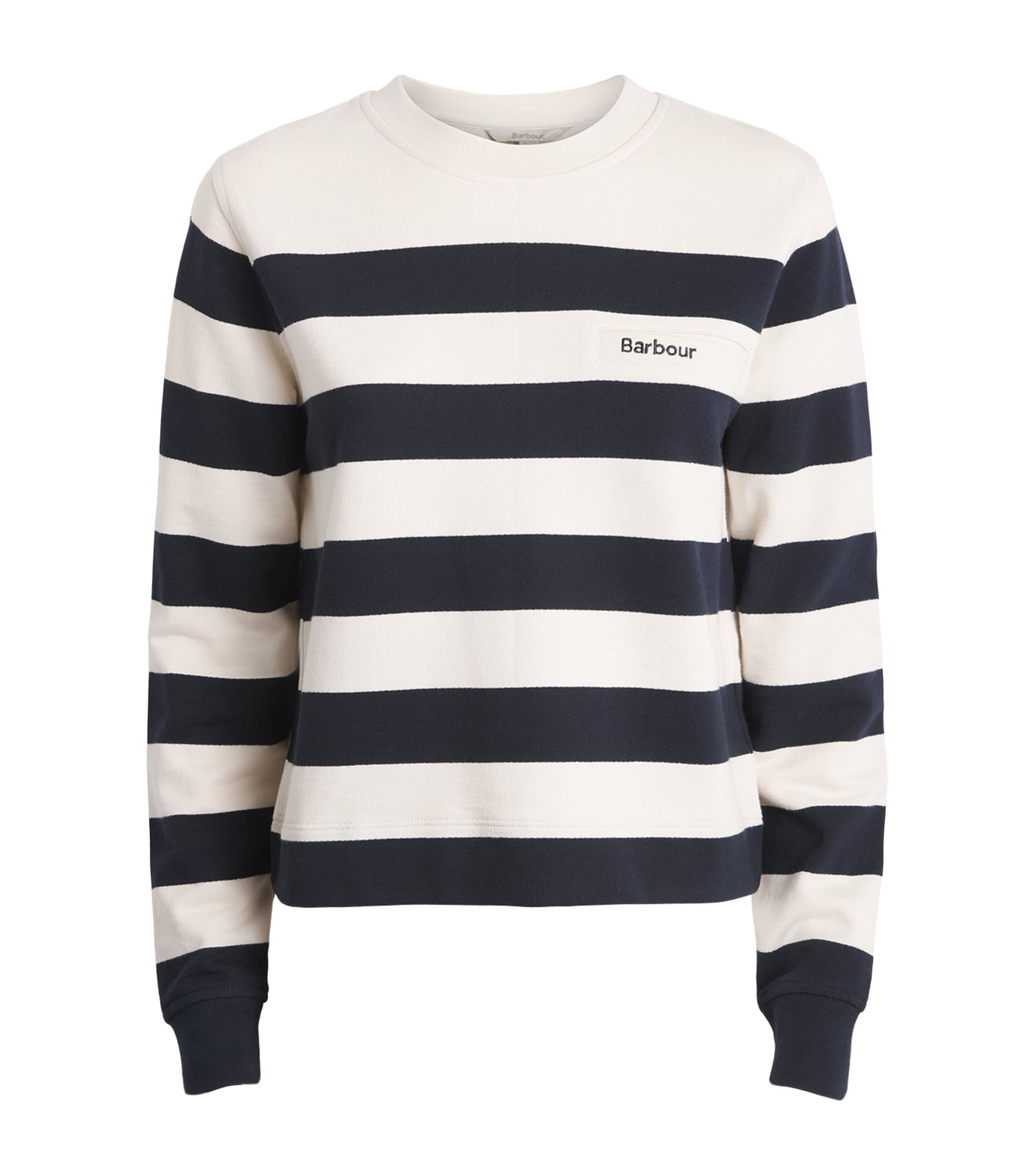 Barbour Womens Cotton Stripe Aylesby Sweatshirt Dark Navy Image 1