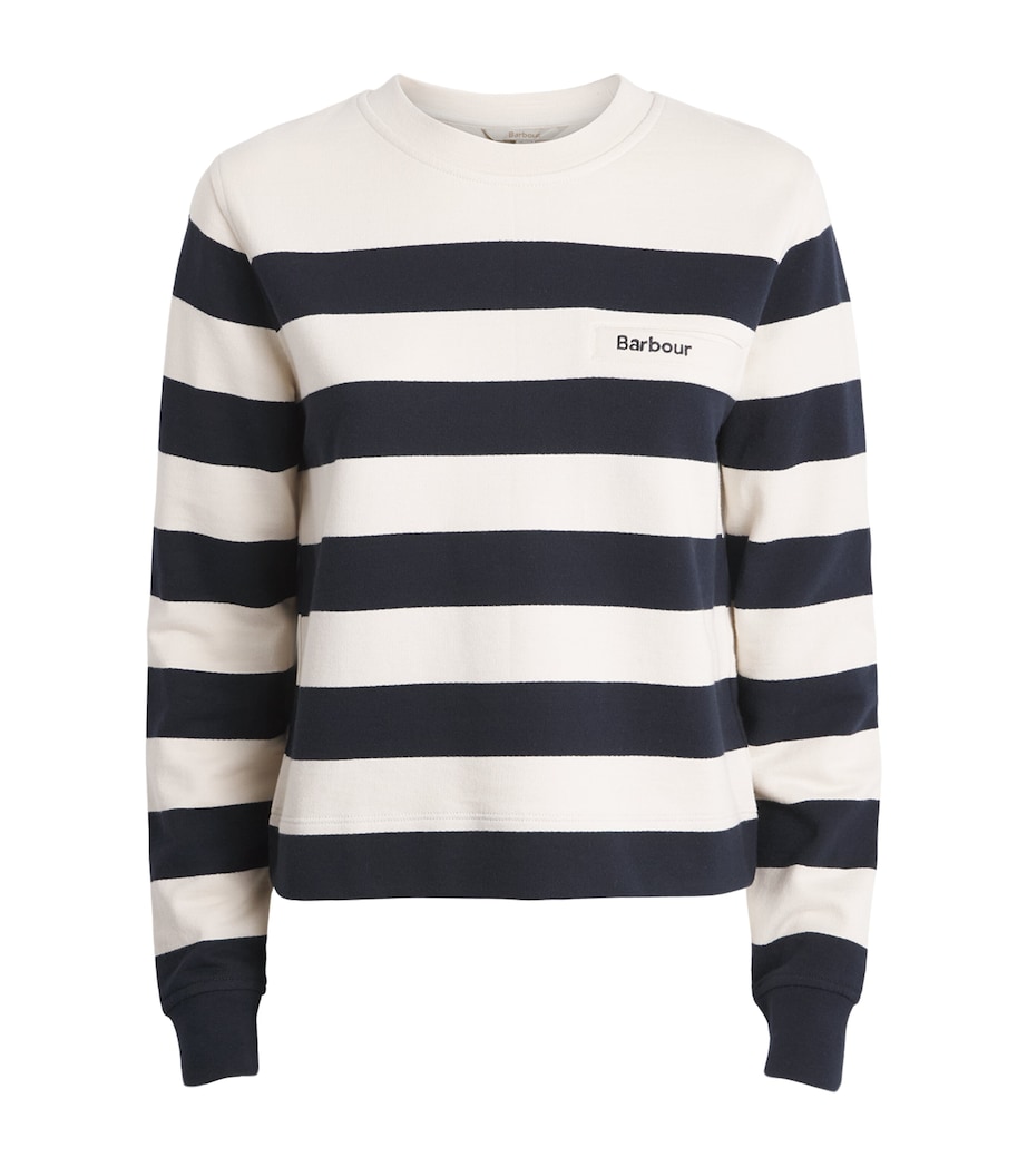 Barbour Womens Cotton Stripe Aylesby Sweatshirt Dark Navy Image 1