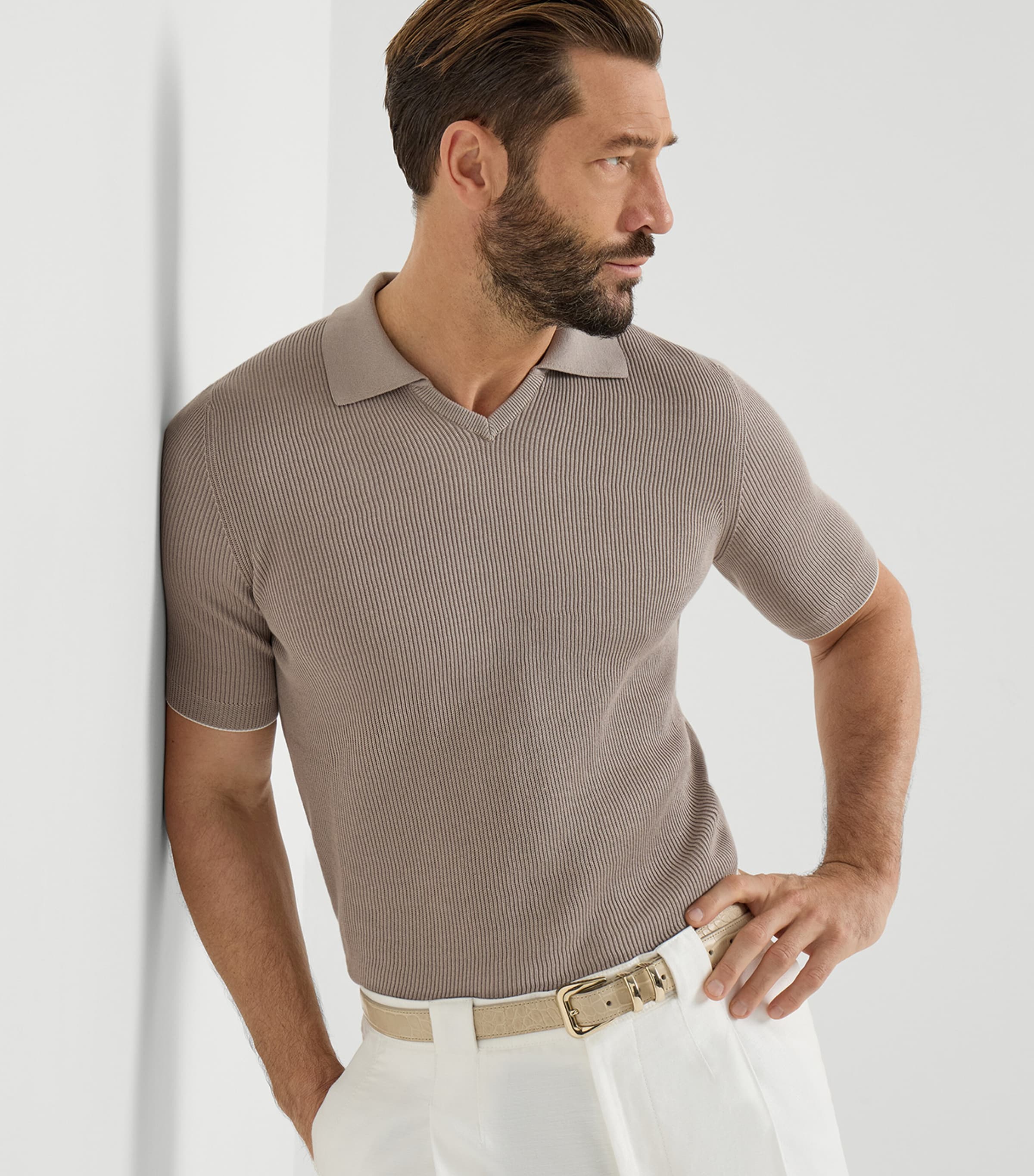 Brunello Cucinelli Mens Cotton Polo Sweater Image 4