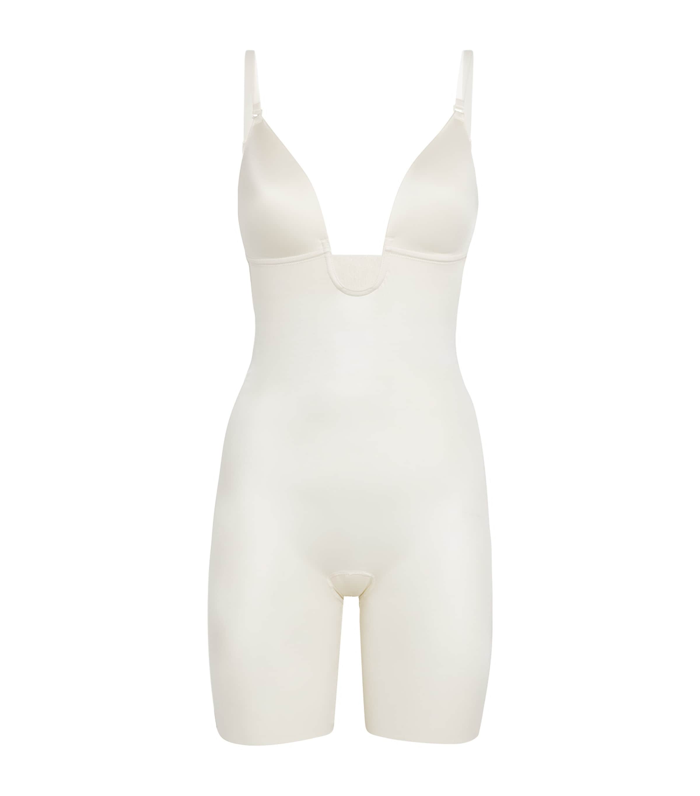 Spanx Suit Your Fancy Plunge Mid-thigh Bodysuit In White