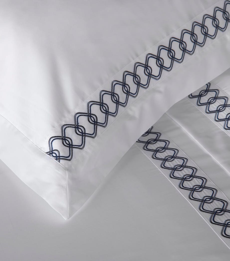 Cotton Ornato King Duvet Cover Set WHITE/MIDNIGHT Image 3