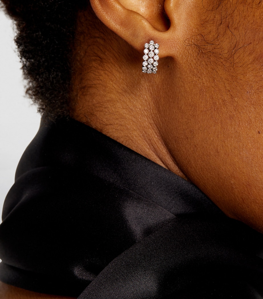 White Gold And Diamond Bezel Hoop Earrings WHITE GOLD Image 5