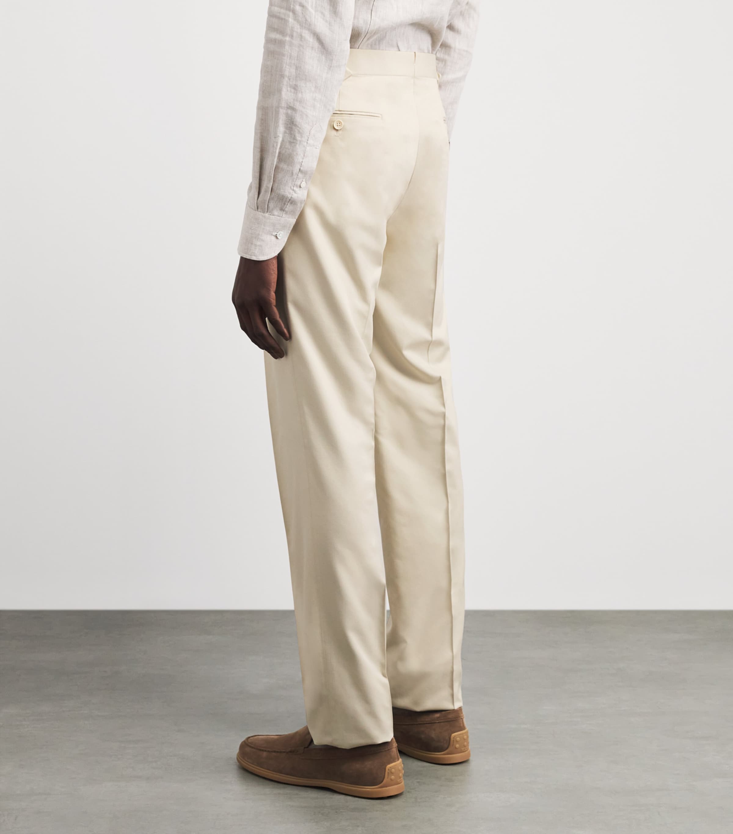 Ralph Lauren Purple Label Ivory Silk Pleated Gregory Straight