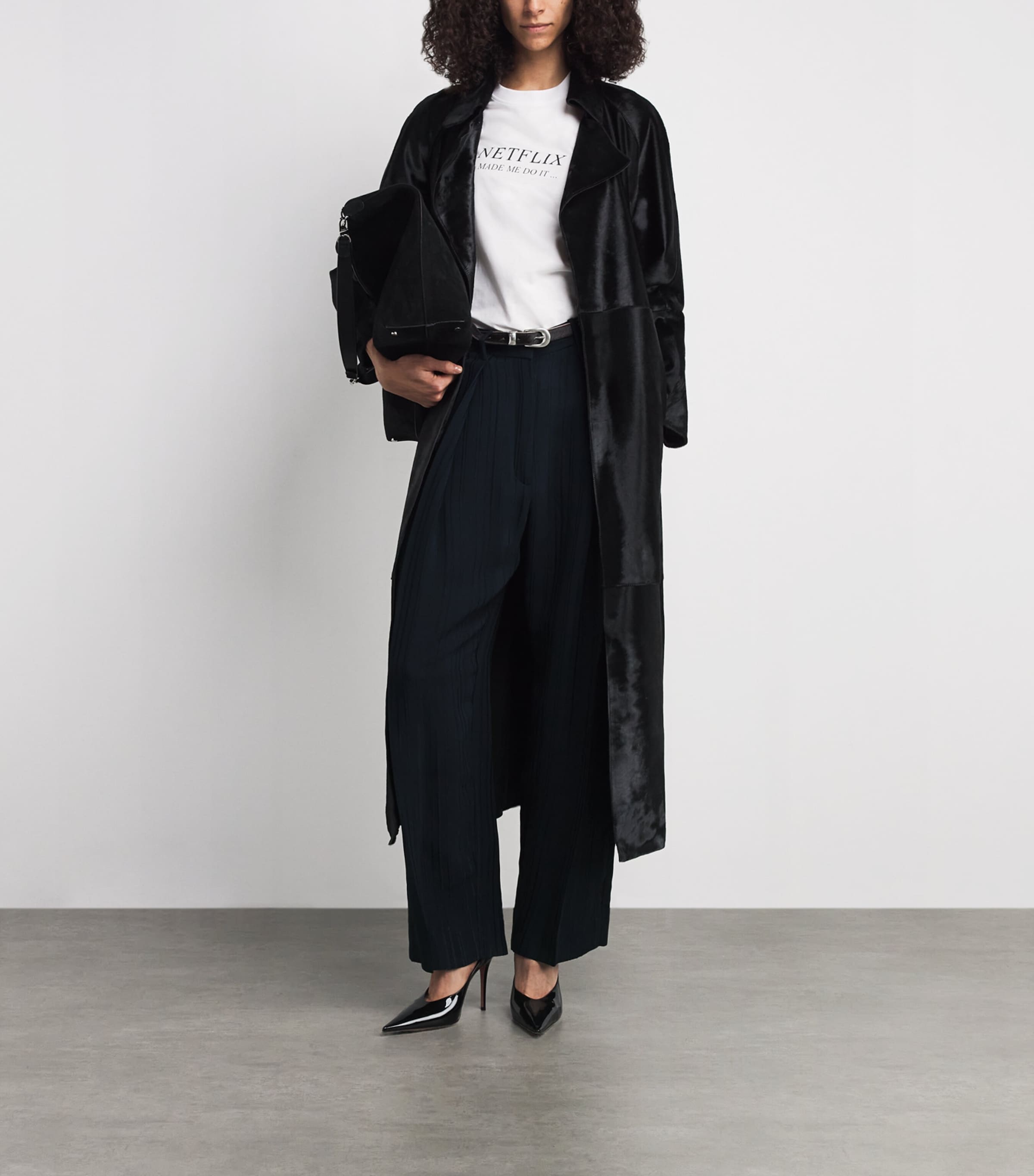 Eyelet Wide-Leg Tailored Trousers 550 NAVY Image 2