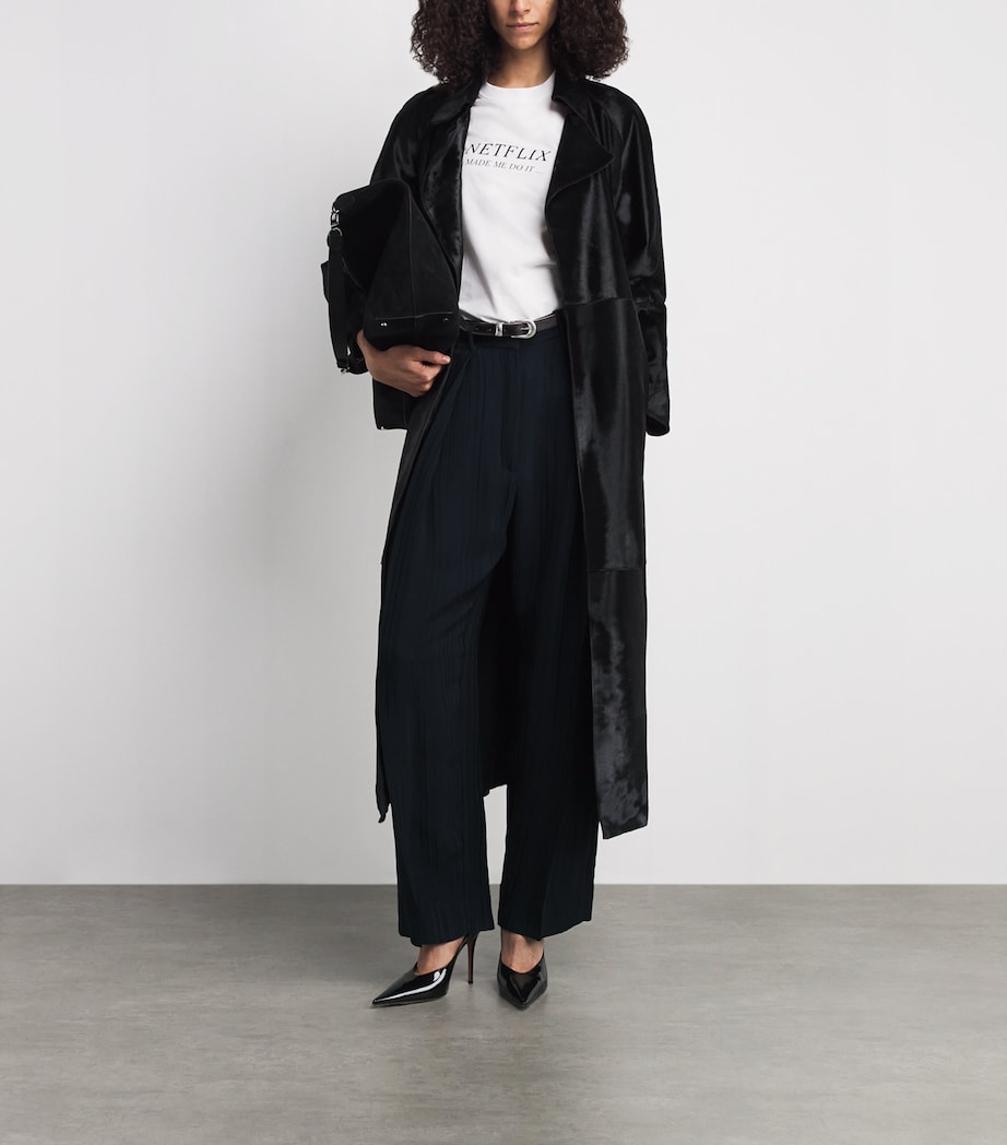 Eyelet Wide-Leg Tailored Trousers 550 NAVY Image 2