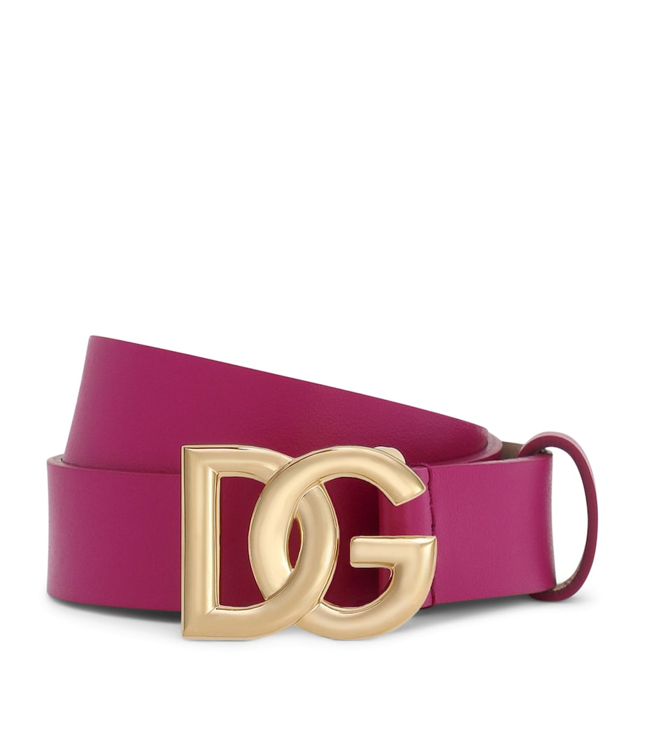 Dolce&Gabbana Kids Calfskin Logo Belt Orchid Image 1