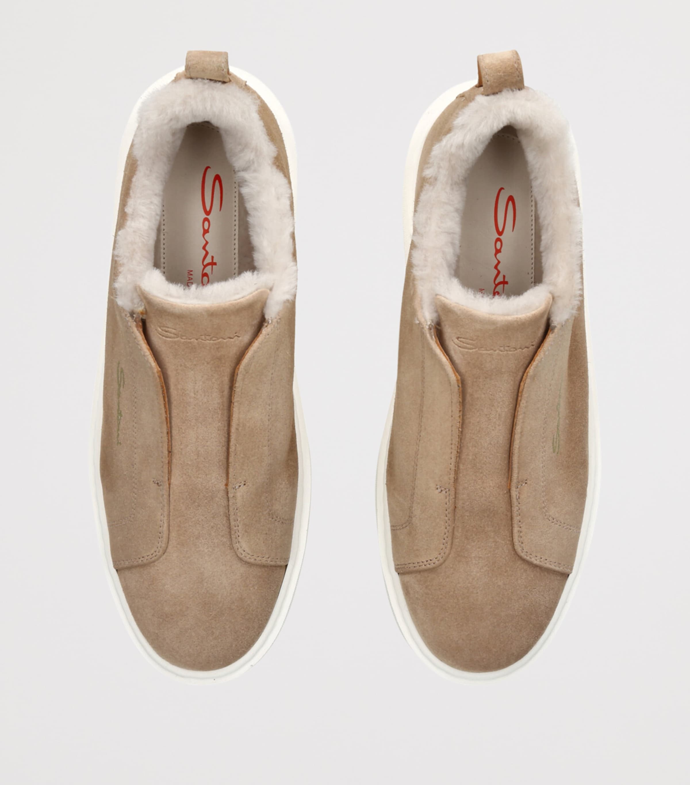 Santoni Suede Victory Slip-On Sneakers Mid Brown Image 4