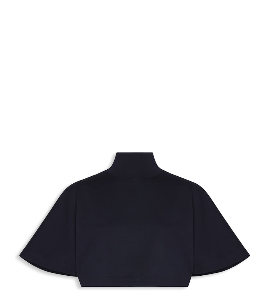 Alaïa Womens Cotton Jersey Crop Top Black Image 2