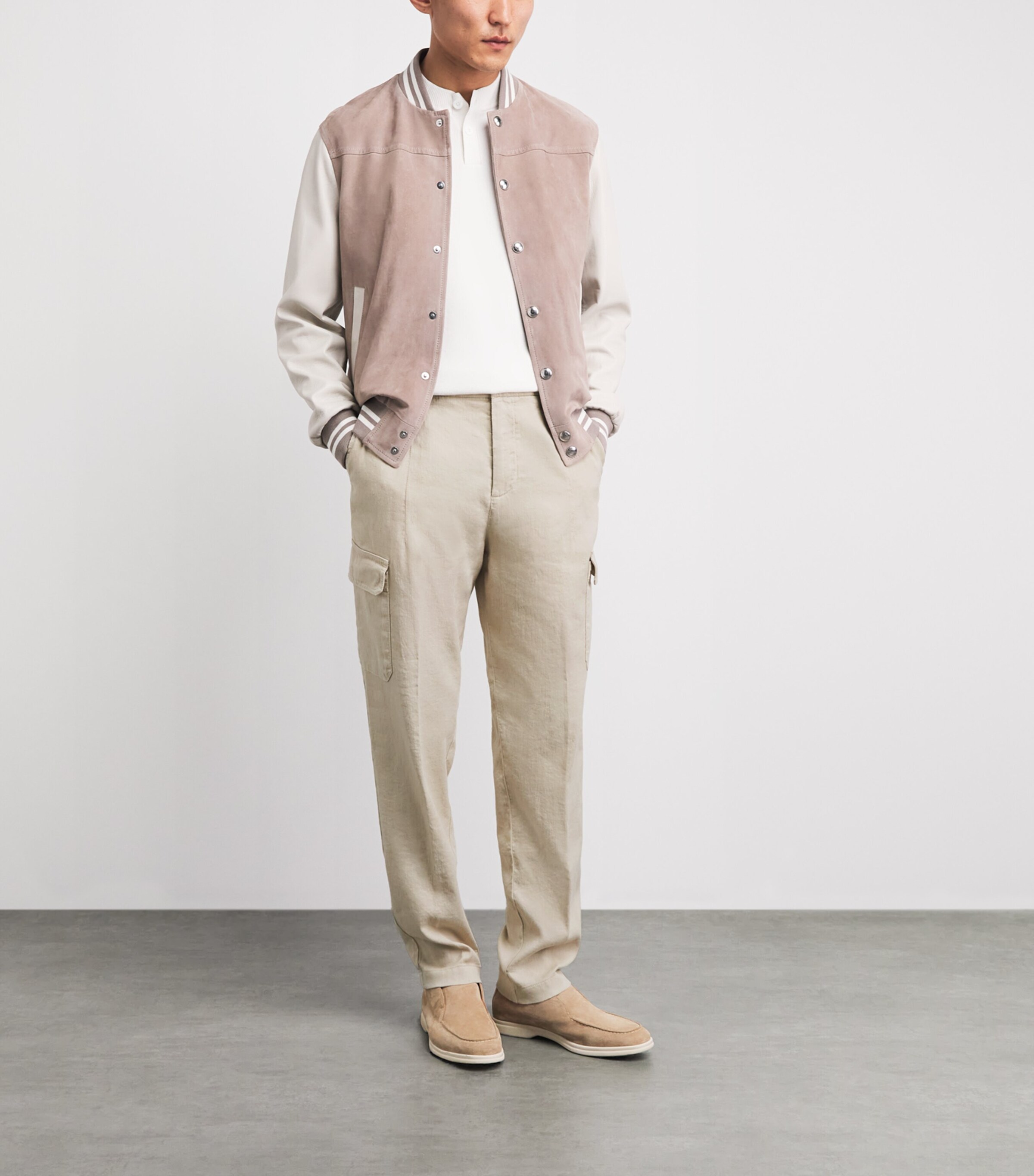 Eleventy Mens Cotton-Linen-Blend Cargo Trousers Sabbia Image 2
