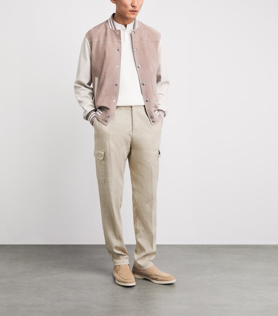 Eleventy Mens Cotton-Linen-Blend Cargo Trousers Sabbia Image 2