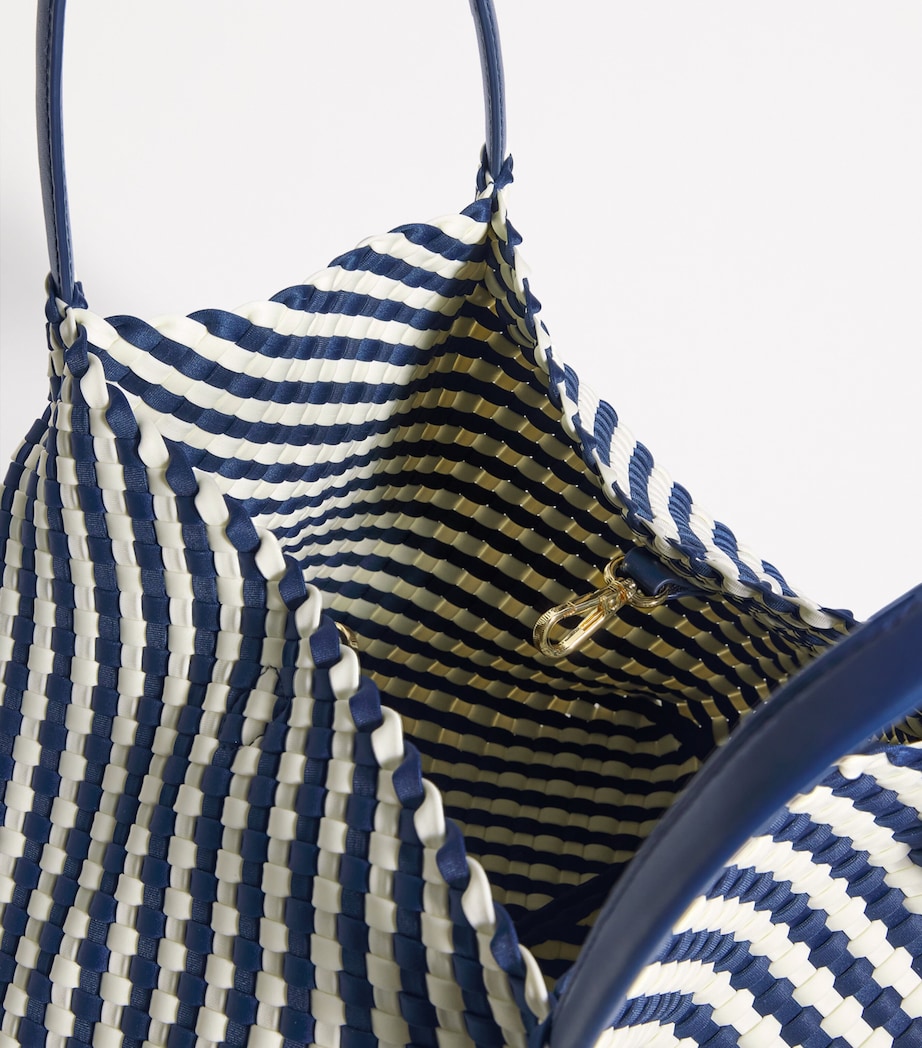 Harrods Neoprene Woven East-West Tote Bag Navy Image 4