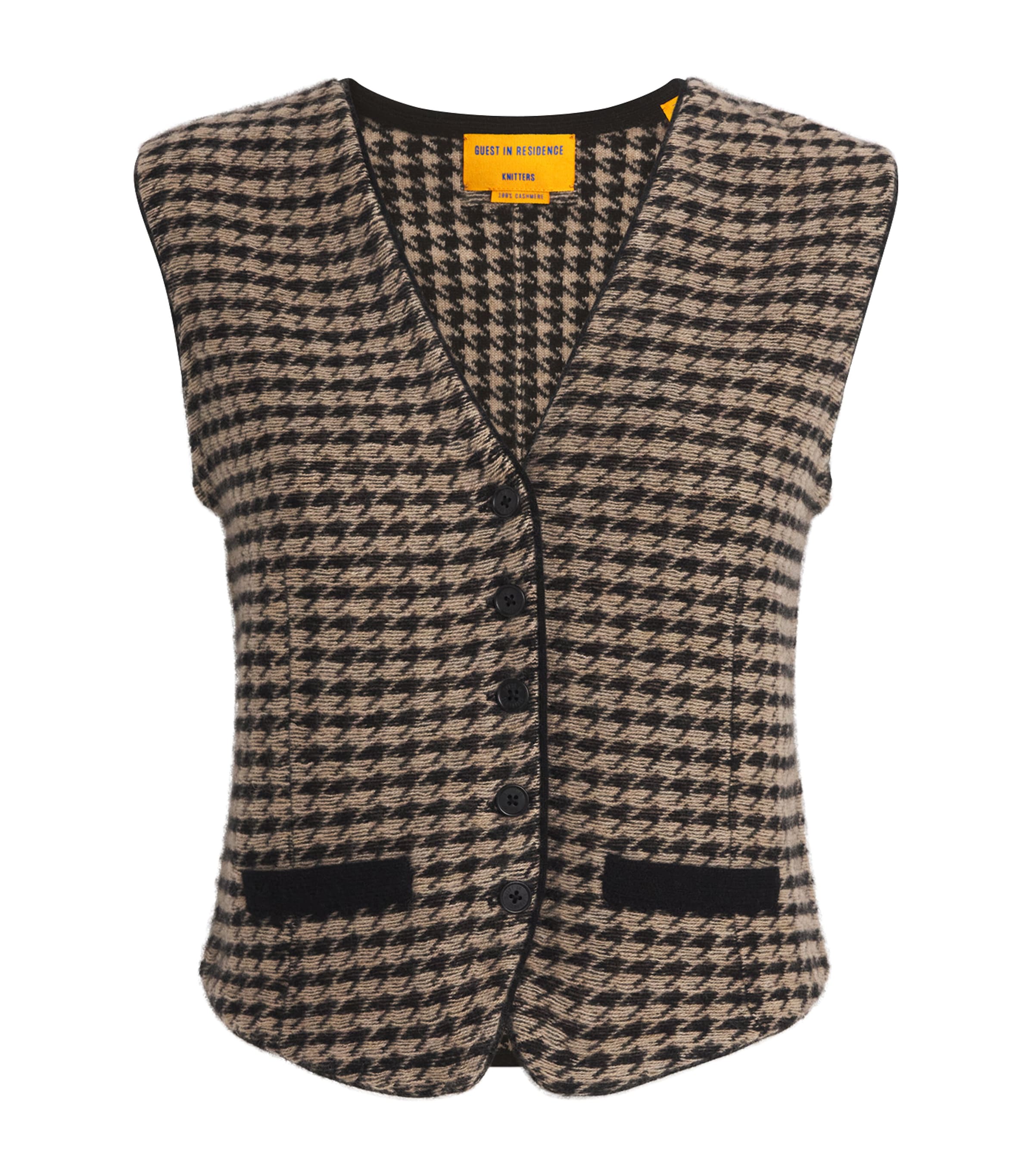Guest In Residence Cashmere Houndstooth Waistcoat In Brown