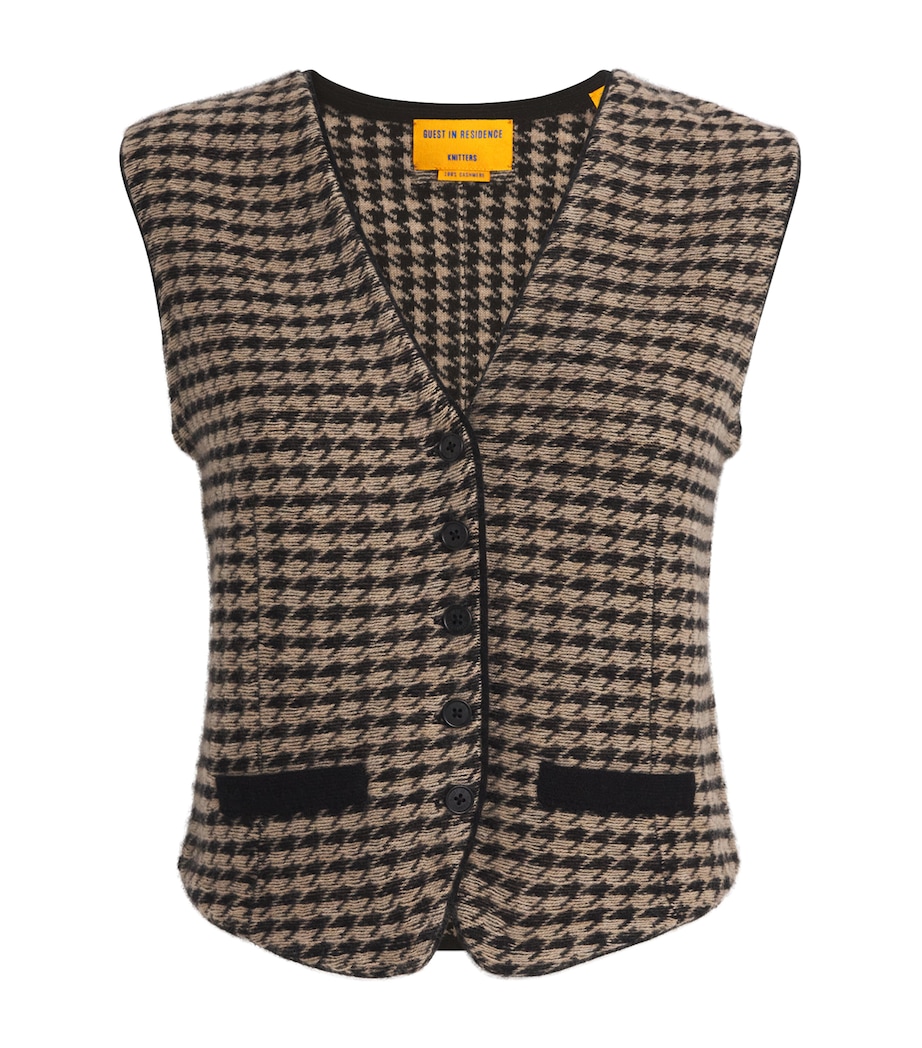 Cashmere Houndstooth Waistcoat BLACK/DUNE Image 1