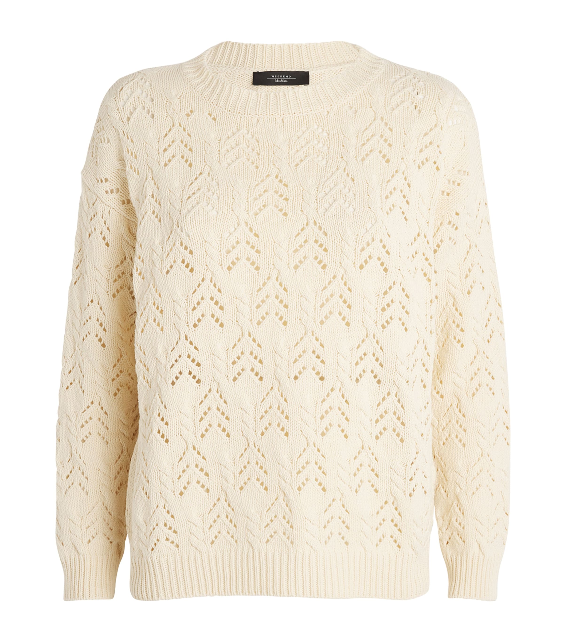 Cotton-Blend Cable-Knit Sweater ECRU Image 1