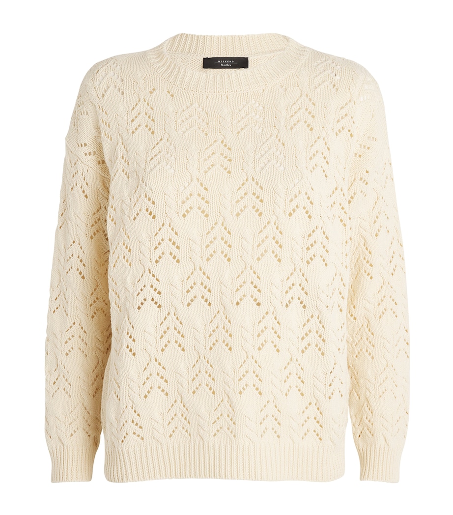 Cotton-Blend Cable-Knit Sweater ECRU Image 1