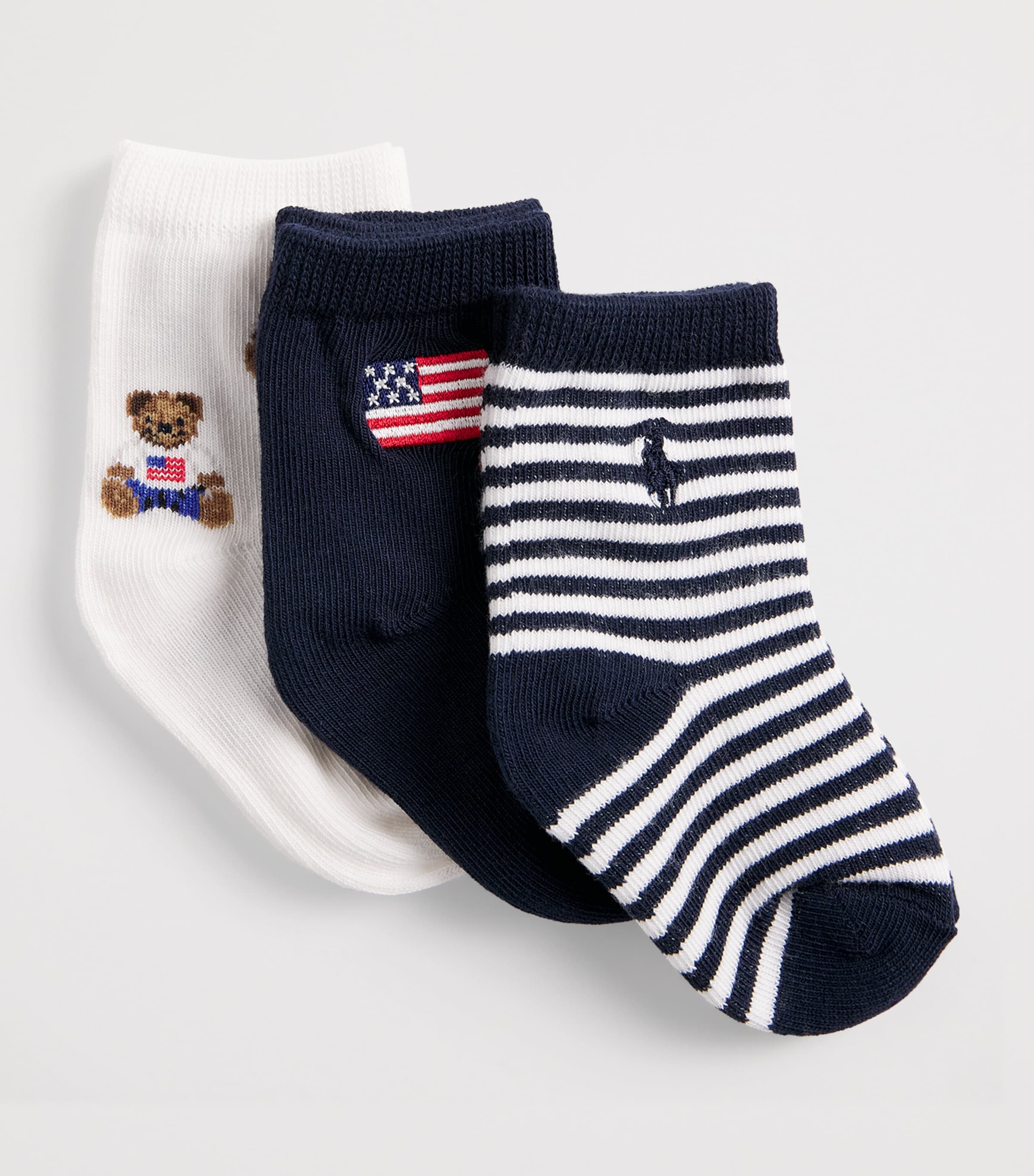 Ralph Lauren Kids Logo Socks (Pack of 3) White Image 2