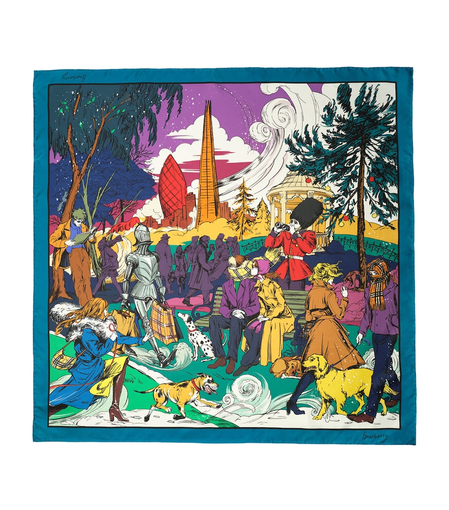 Burberry Silk London Park Scarf Bright Teal Image 1