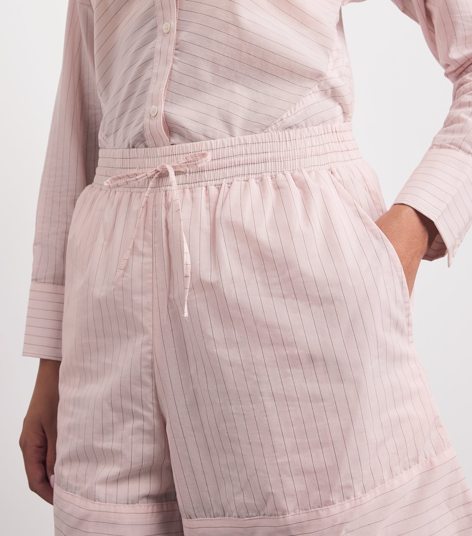Claudie Pierlot Womens Cotton-Blend Pinstripe Shorts Pale Pink Image 3
