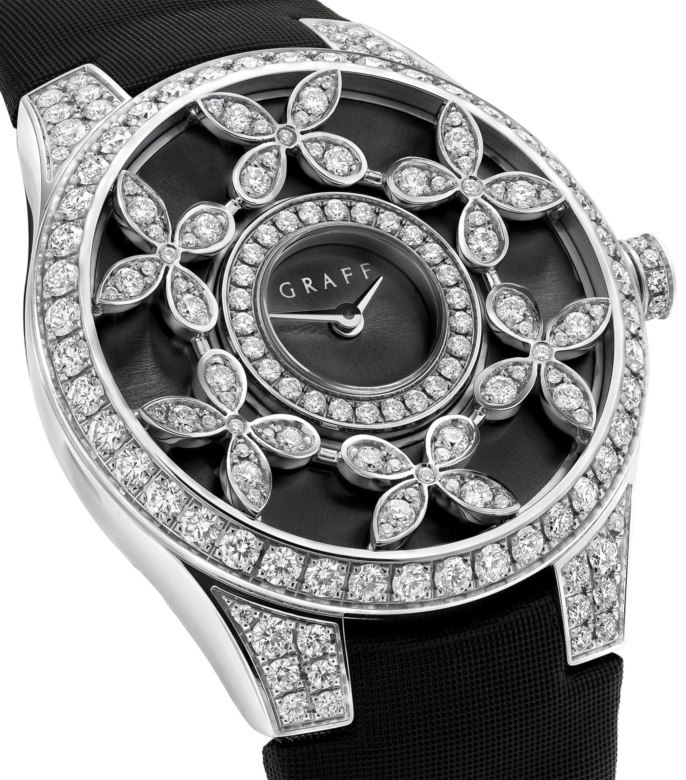 Platinum and Diamond Classic Butterfly Watch 28mm ANTHRACITE Image 3