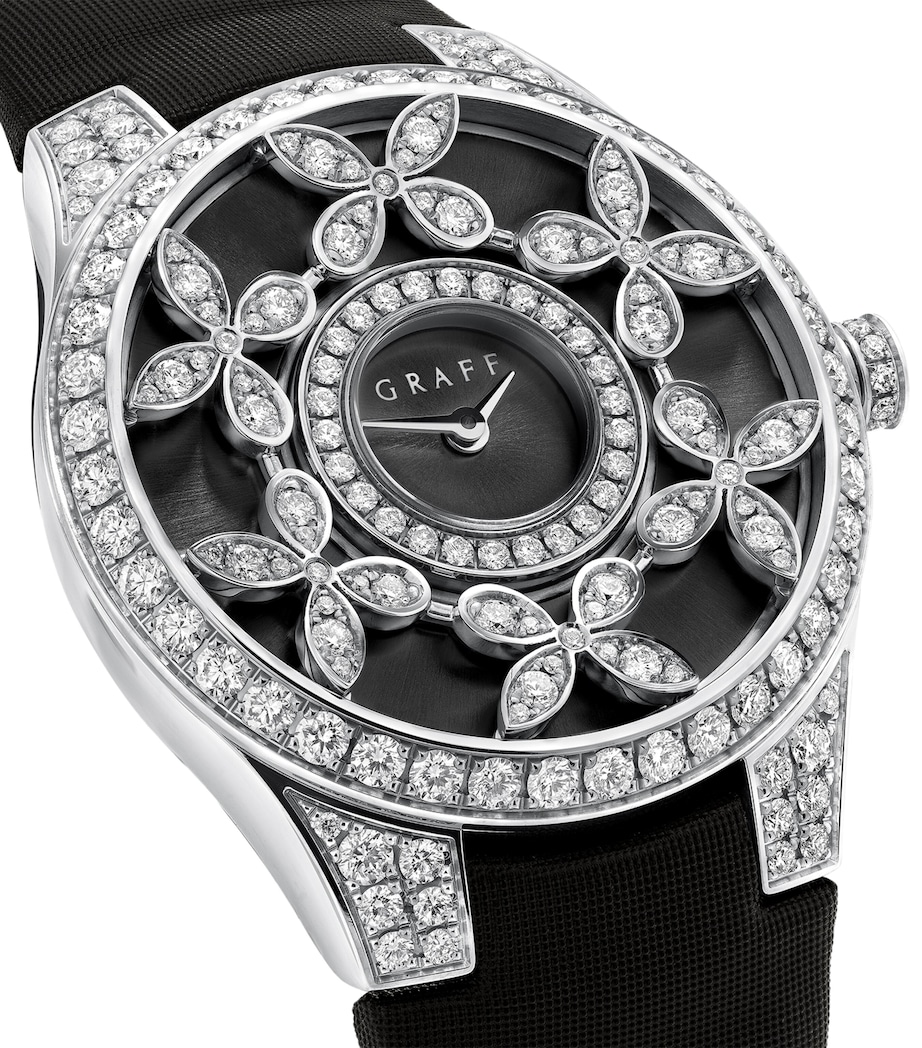 Platinum and Diamond Classic Butterfly Watch 28mm ANTHRACITE Image 3