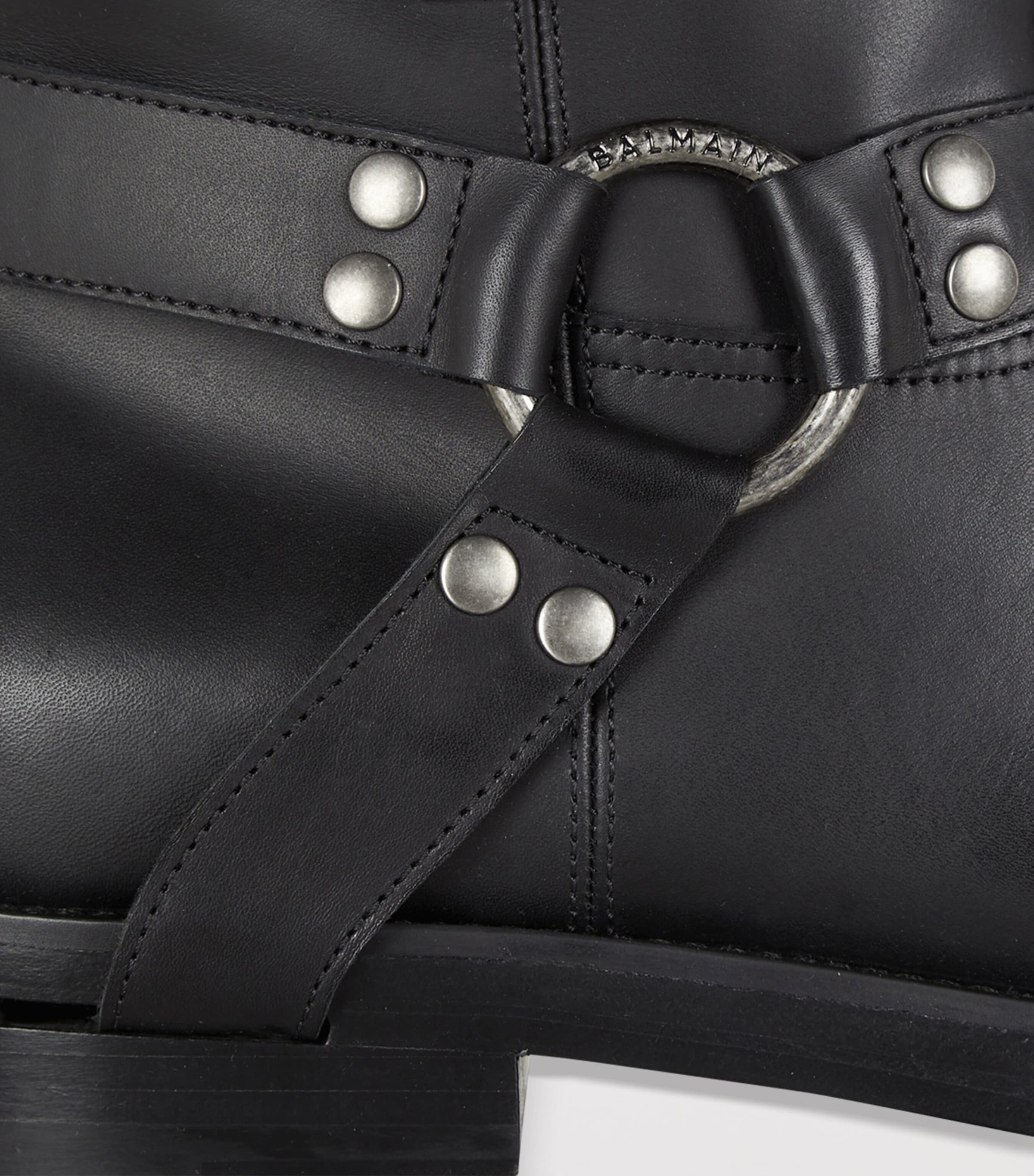 Leather Biker Ankle Boots 0PA NOIR Image 9