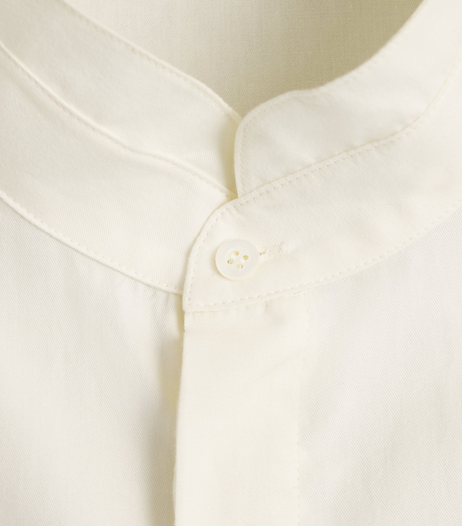 Eskandar Womens Brushed Double Stand-Collar Shirt Cream Image 6