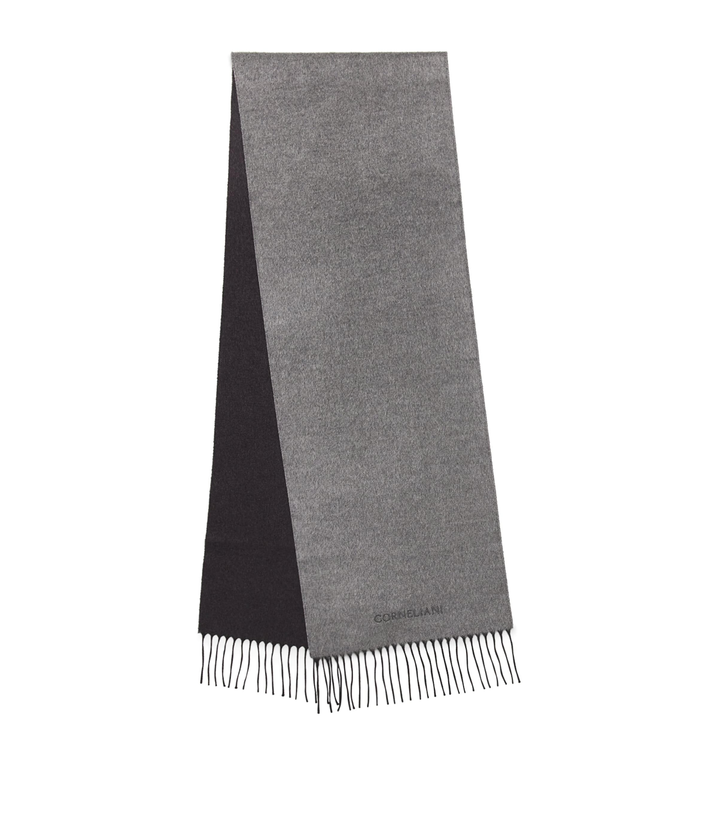 Corneliani Silk-cashmere Fringed Scarf In Grey