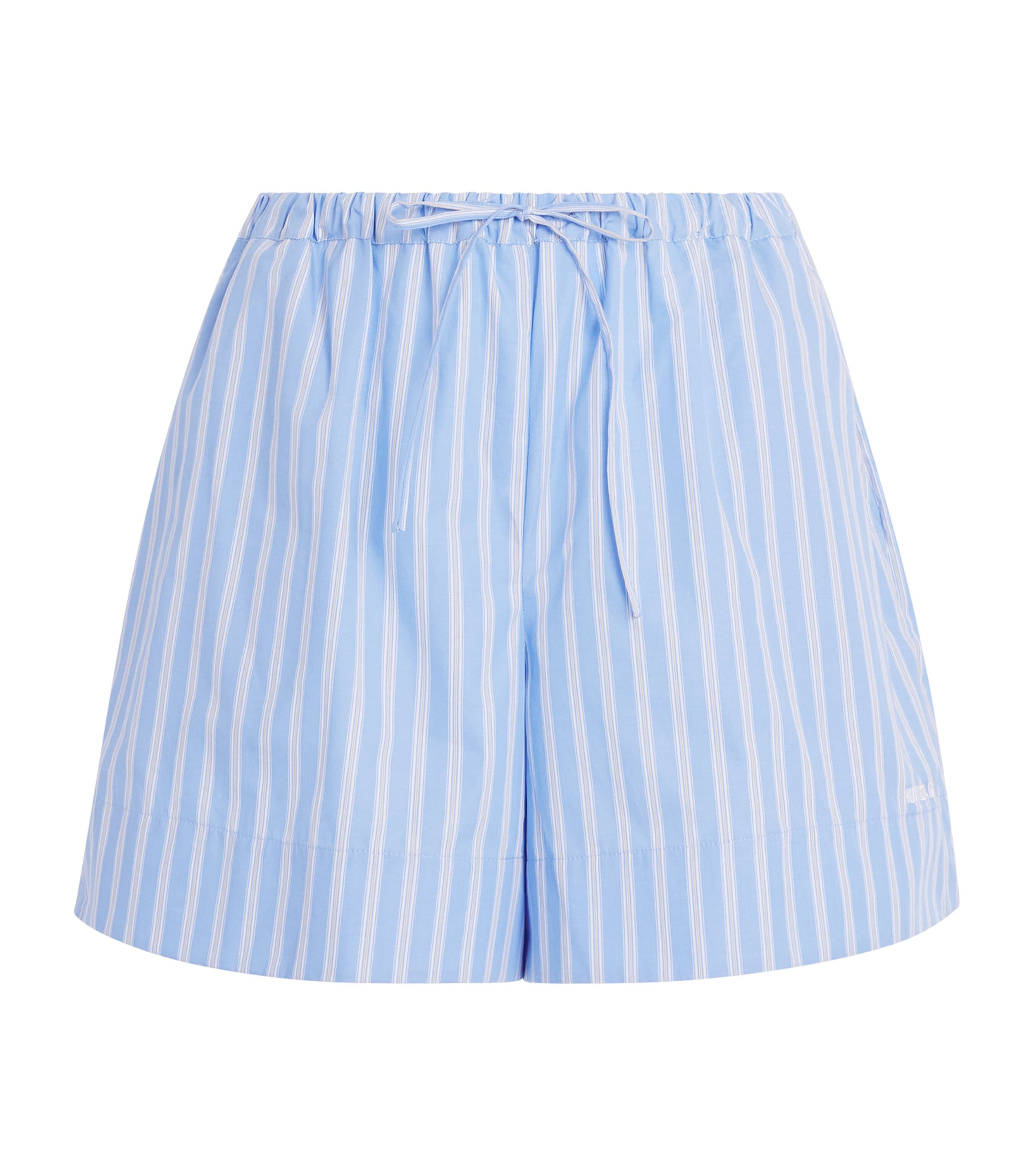 Hunza G Womens Cotton Stripe Cabana Shorts Cornflower Image 1