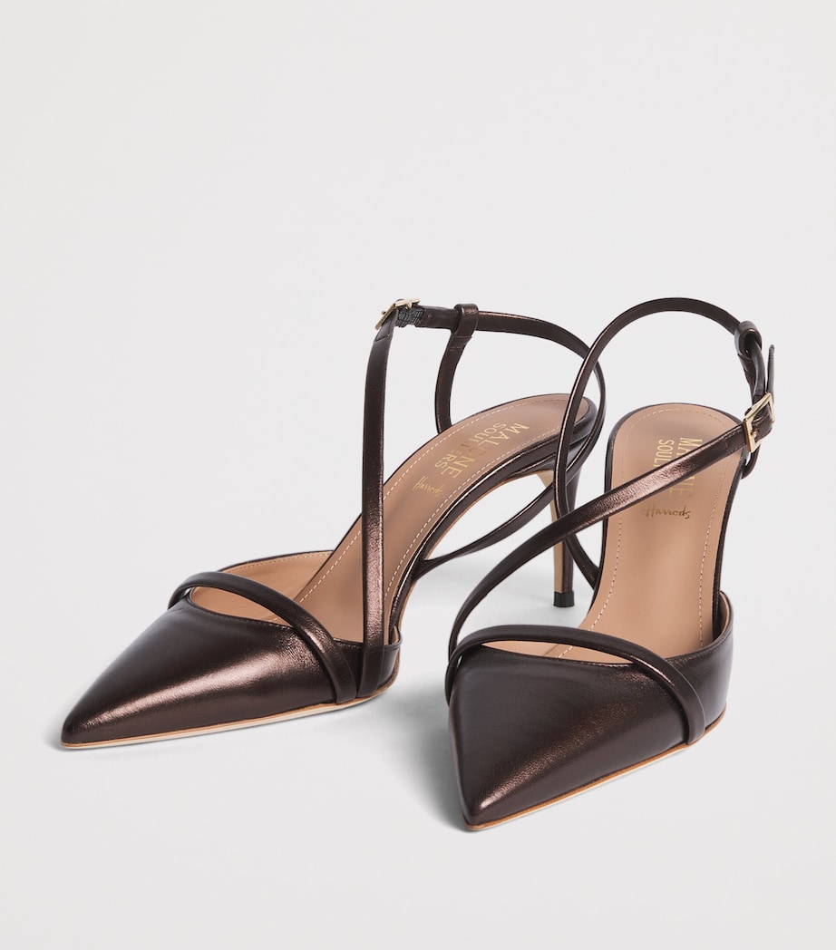 Malone Souliers Metallic Leather Valeria Slingback Pumps 70 Tobacco Image 3