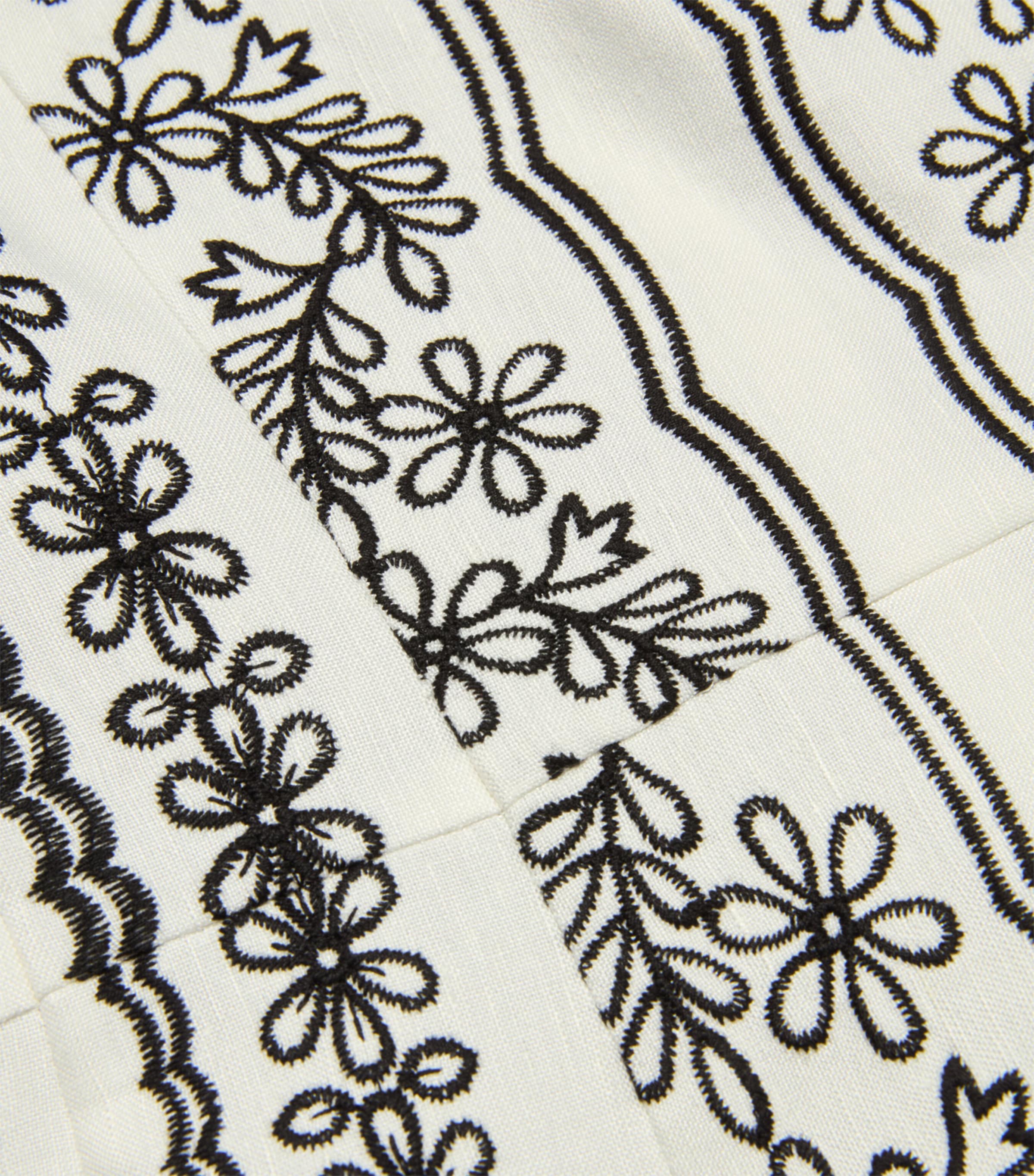 Linen-Blend Embroidered Mini Dress ECRU / BLACK Image 2