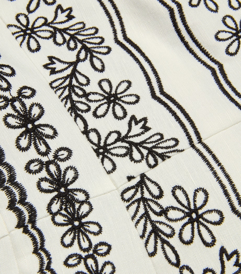 Linen-Blend Embroidered Mini Dress ECRU / BLACK Image 2