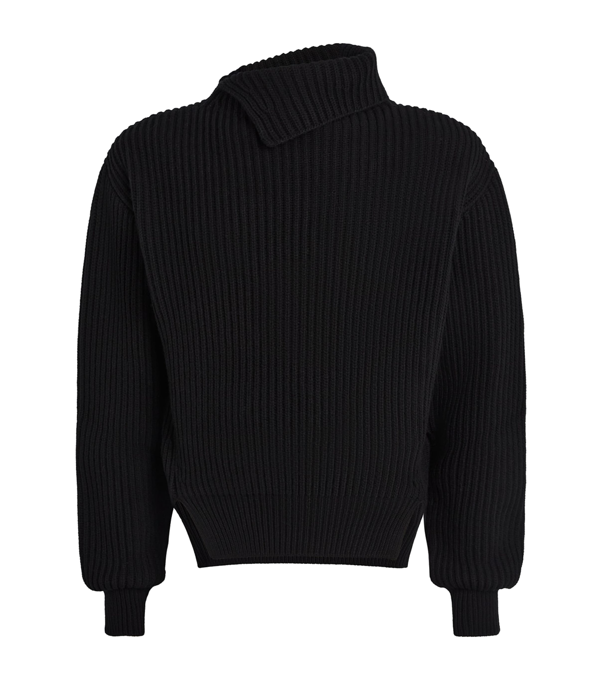 Jil Sander Wool Ribbed Sweater In Black