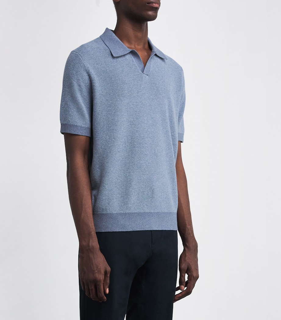 Cotton-Cashmere Johnny-Collar Polo Shirt RIPPLE/RAIN-454LRC Image 3