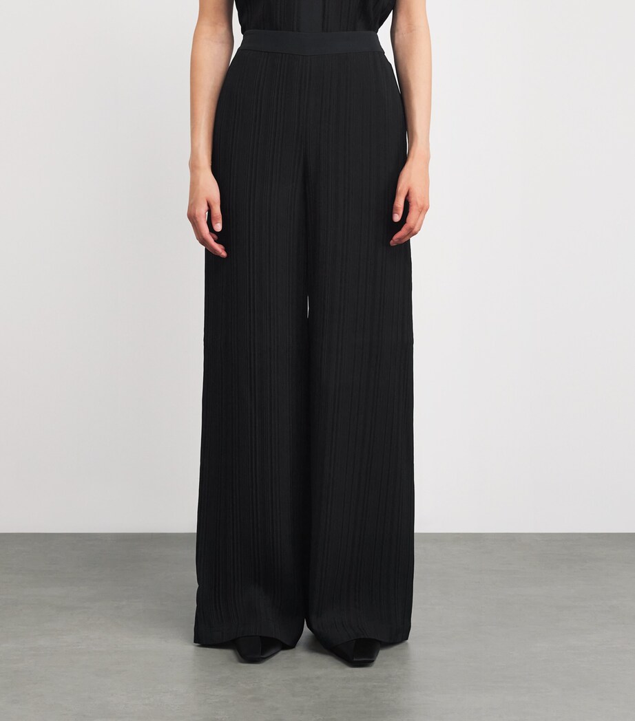 Jacquard Pleated Mawn Trousers BLACK Image 3
